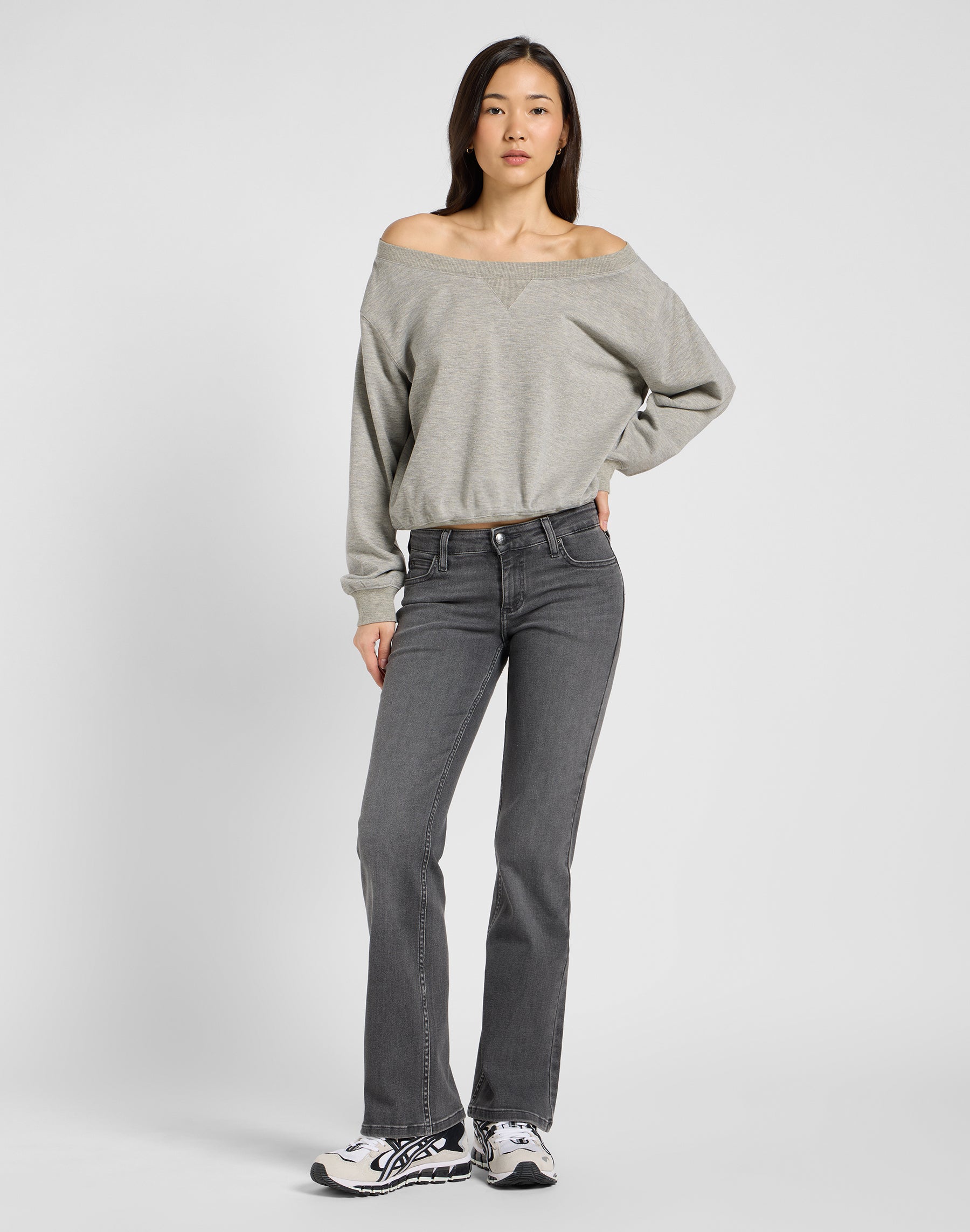Off Shoulder Sws in Grey Heather Sweatshirts Lee