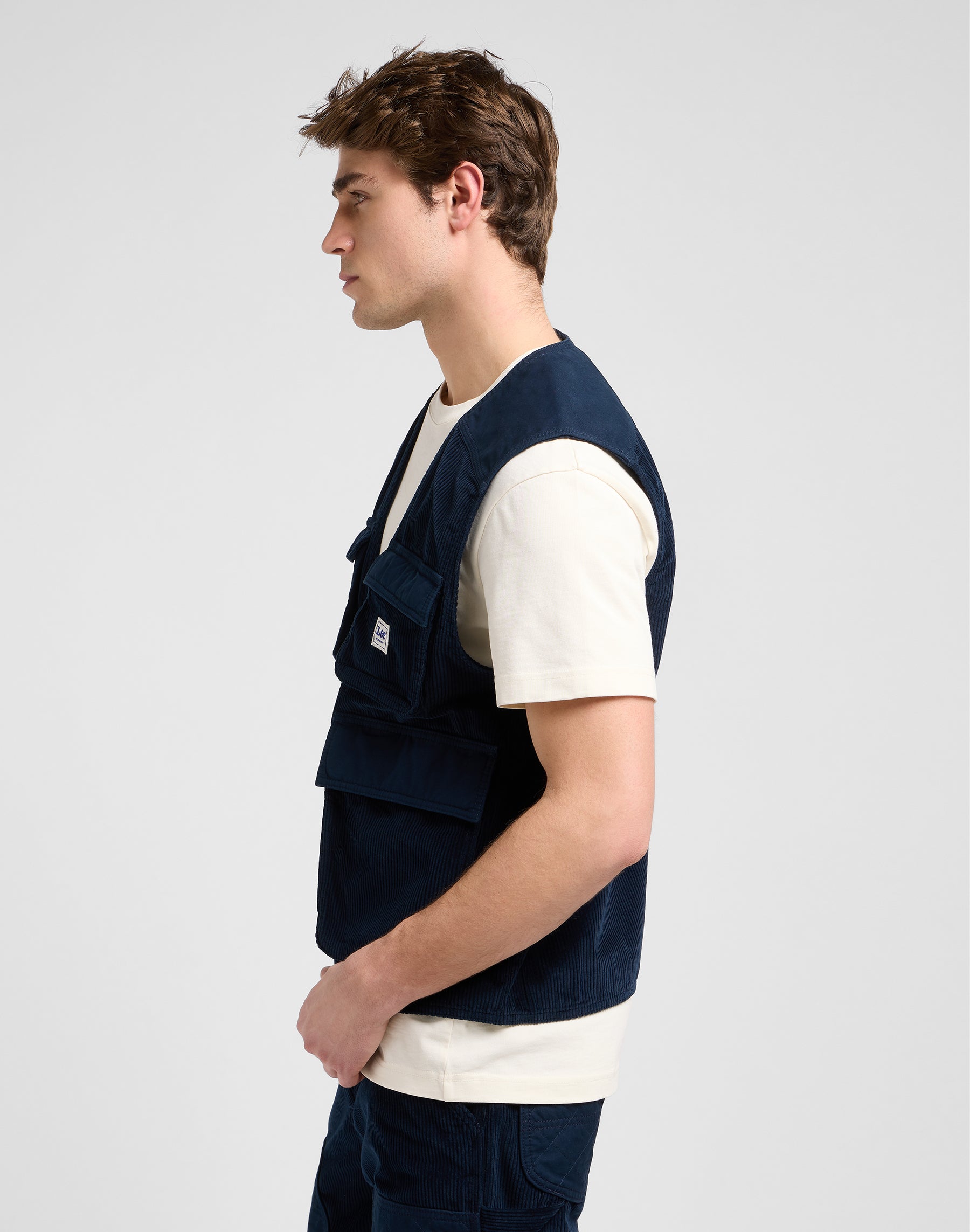 Mixed Media Ww Vest in Rivet Navy Jackets Lee