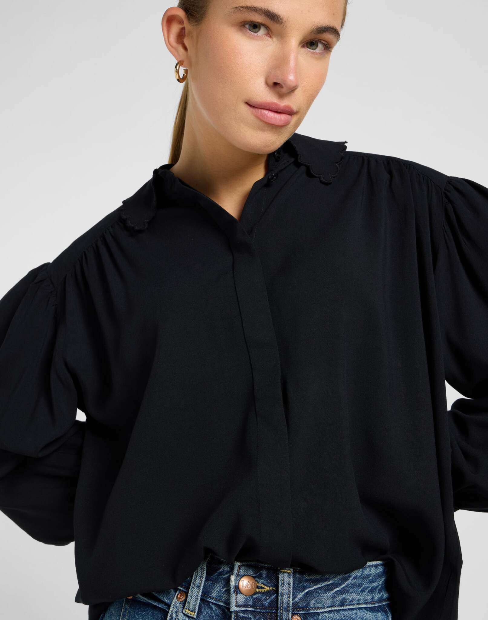 Statement Collar Shirt in Unionall Black Shirts Lee