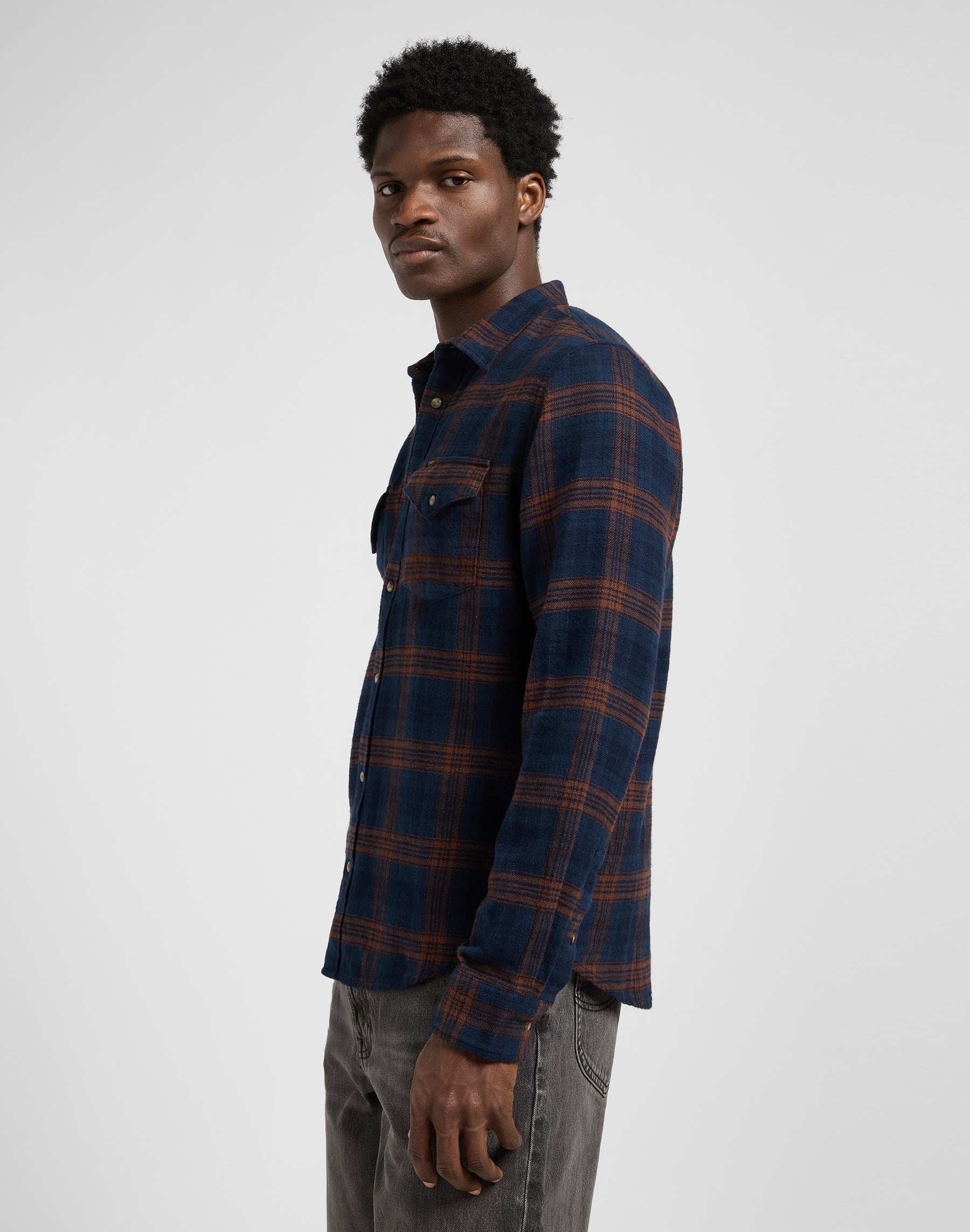 Clean Western Shirt in Luxe Rivet Navy Shirts Lee