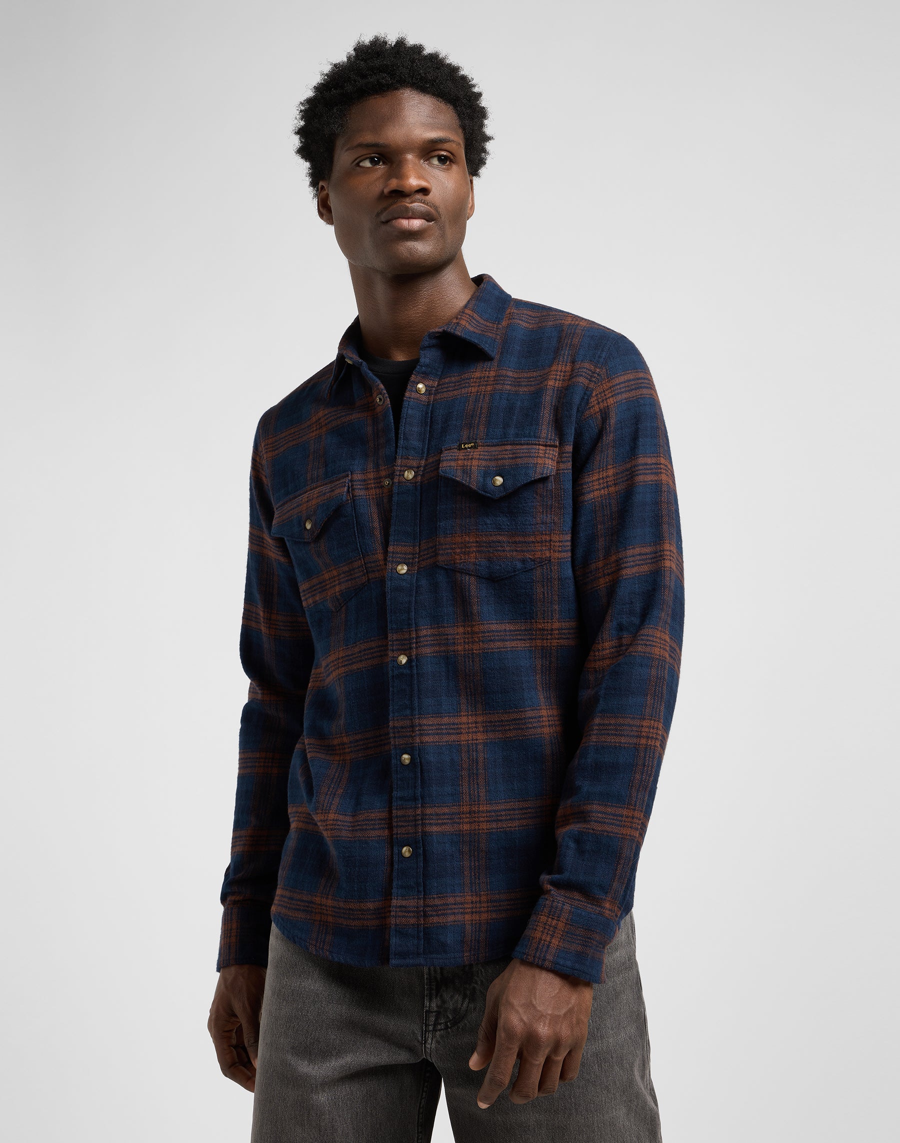 Clean Western Shirt in Luxe Rivet Navy Shirts Lee