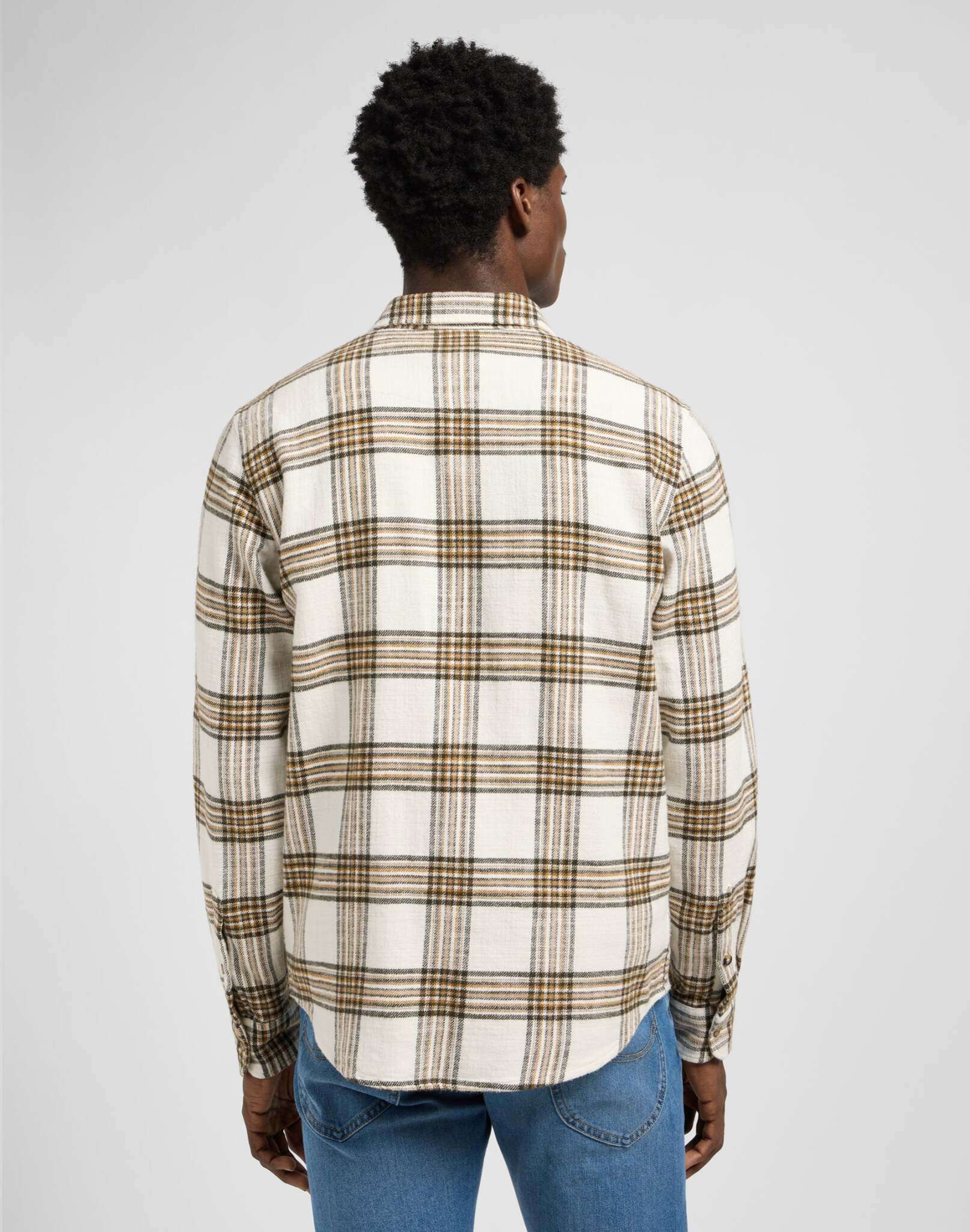 Clean Western Shirt in Ecru Ochre Plaid Shirts Lee