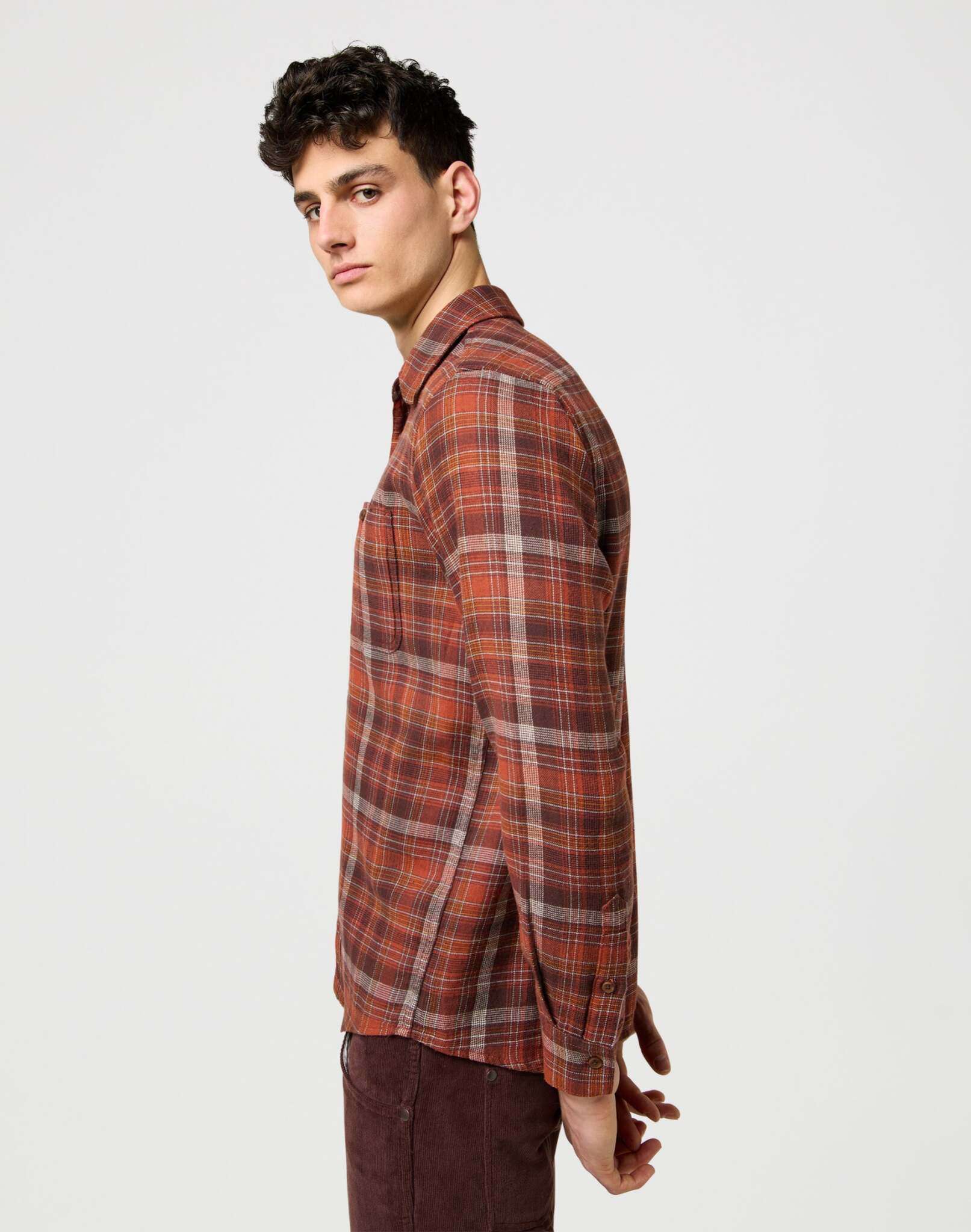 1 Pkt Flannel Shirt in Fired Brick Shirts Wrangler