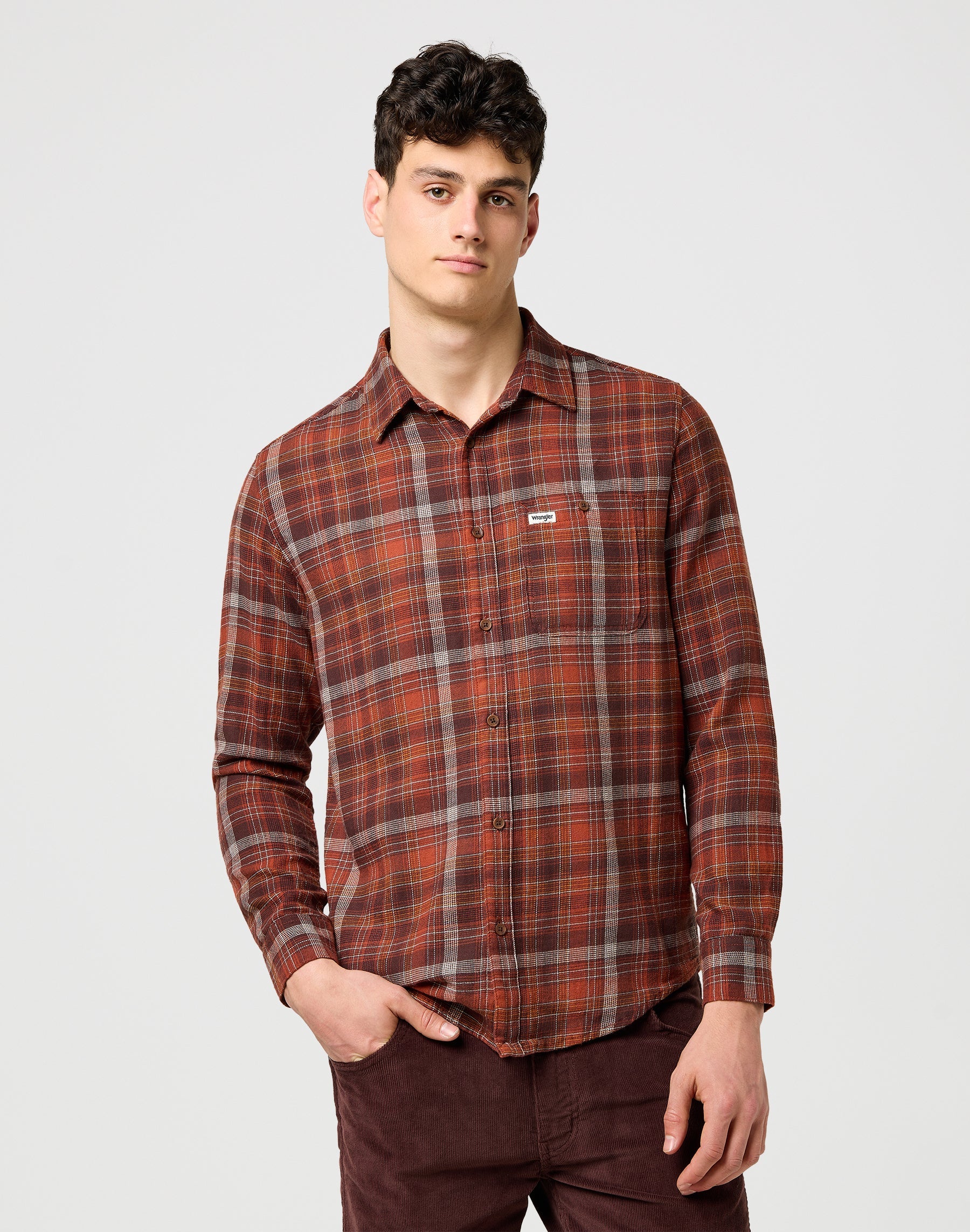 1 Pkt Flannel Shirt in Fired Brick Shirts Wrangler