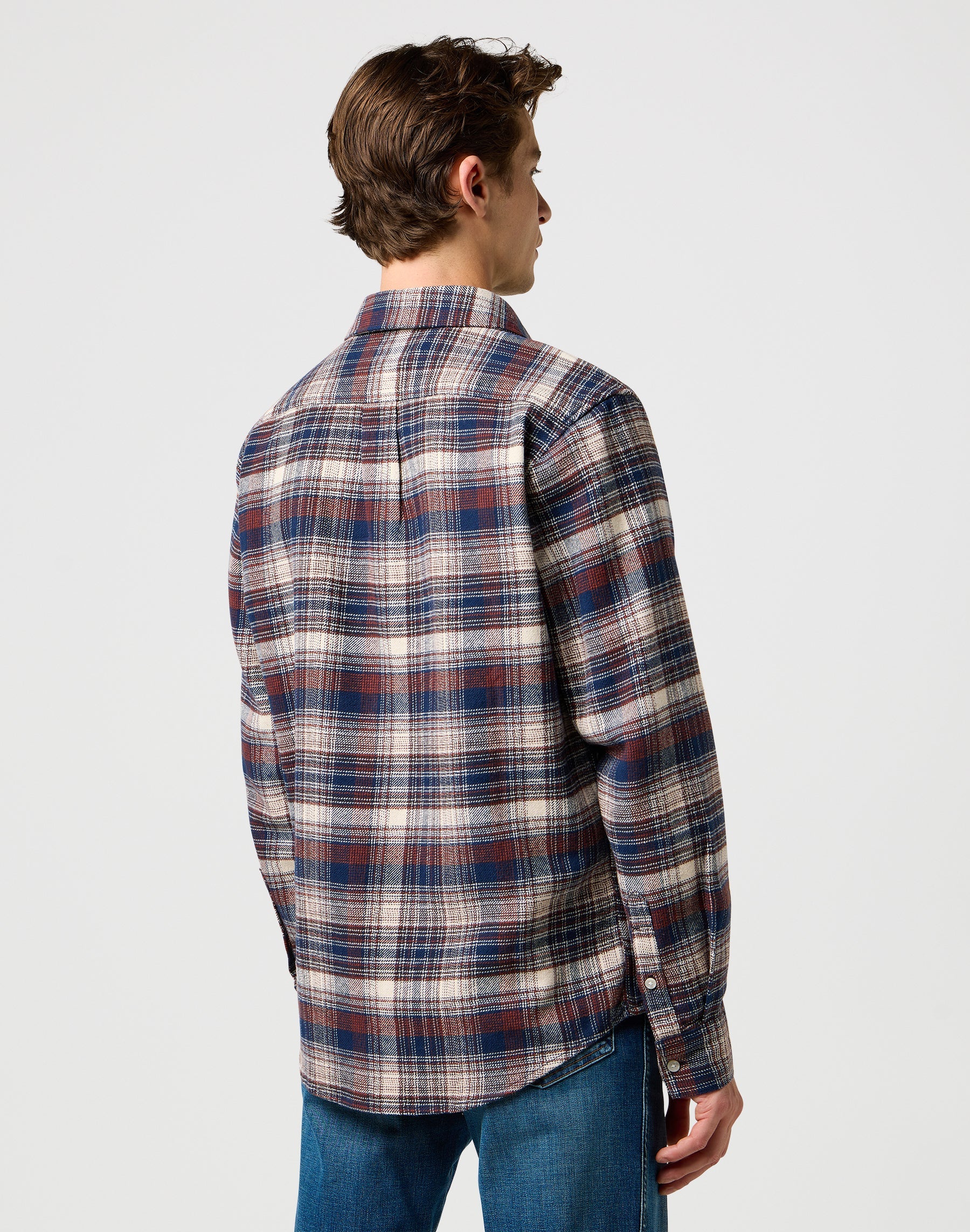 Brushed 1 Pkt Shirt in Navy Birch Shirts Wrangler