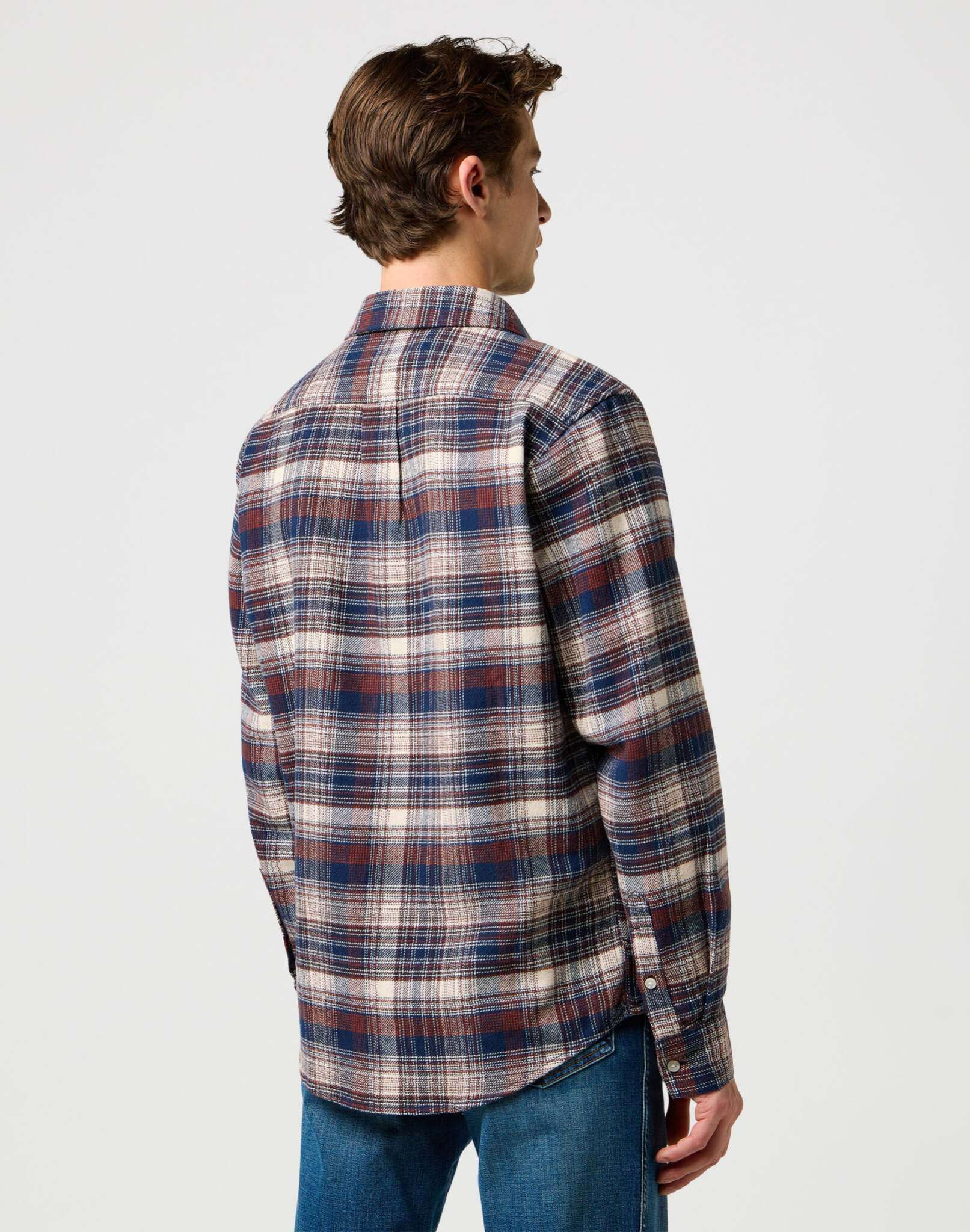 Brushed 1 Pkt Shirt in Navy Birch Shirts Wrangler