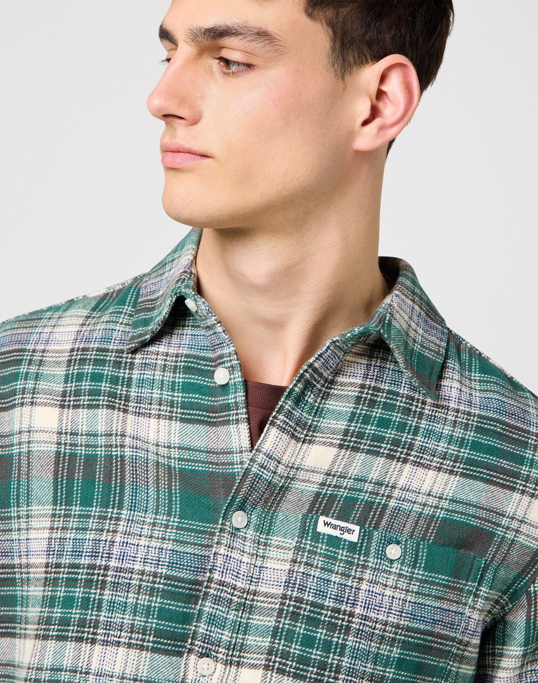 Brushed 1 Pkt Shirt in Green Birch Shirts Wrangler