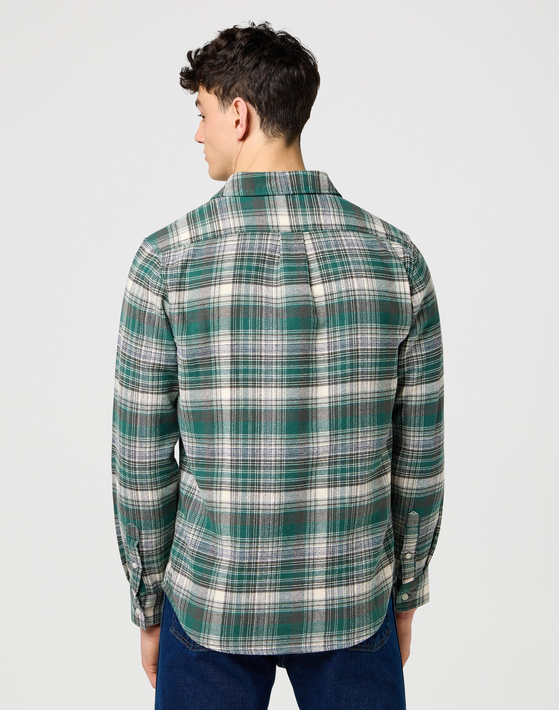 Brushed 1 Pkt Shirt in Green Birch Shirts Wrangler