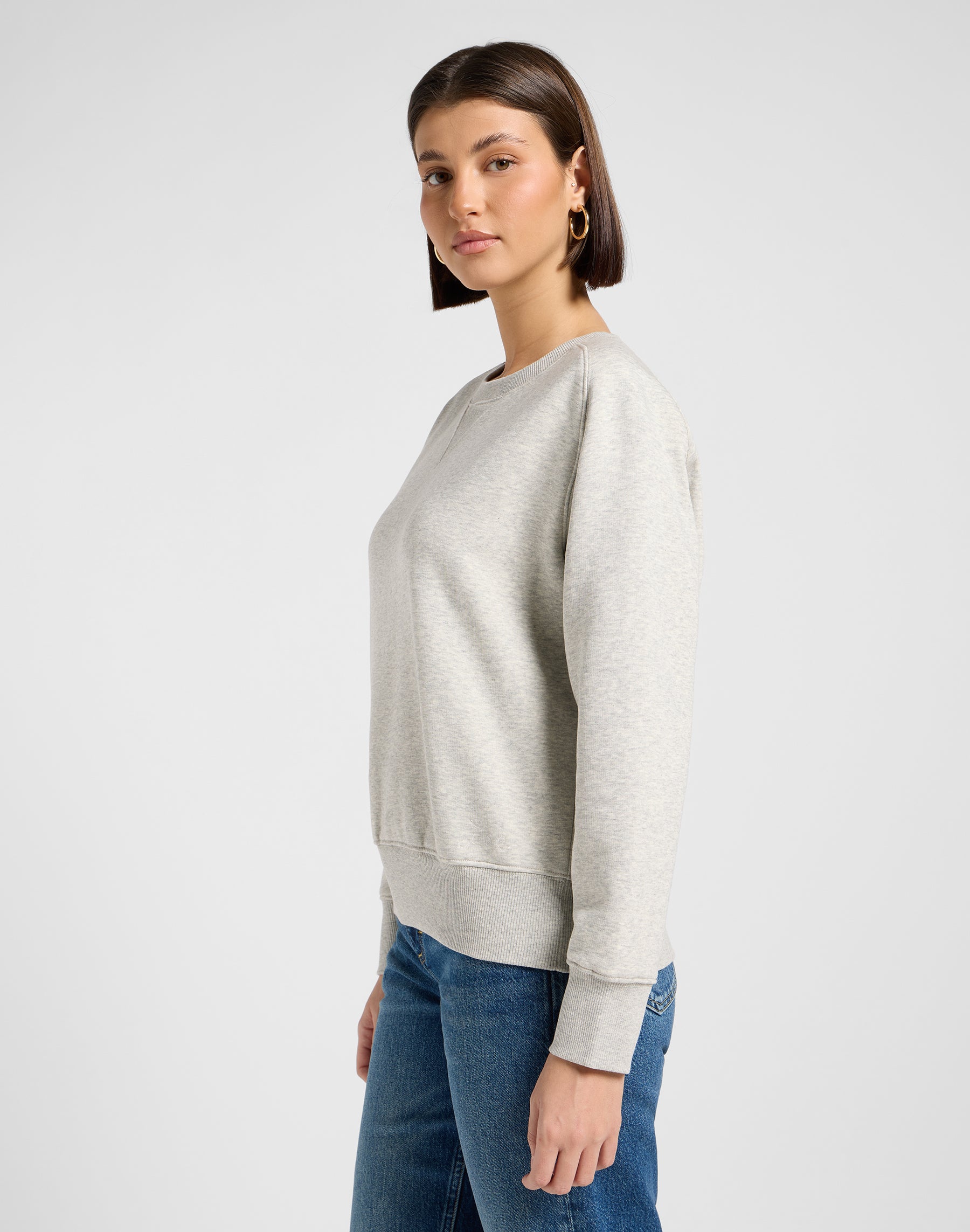 Raglan Crew Sws in Grey Heather Sweatshirts Lee