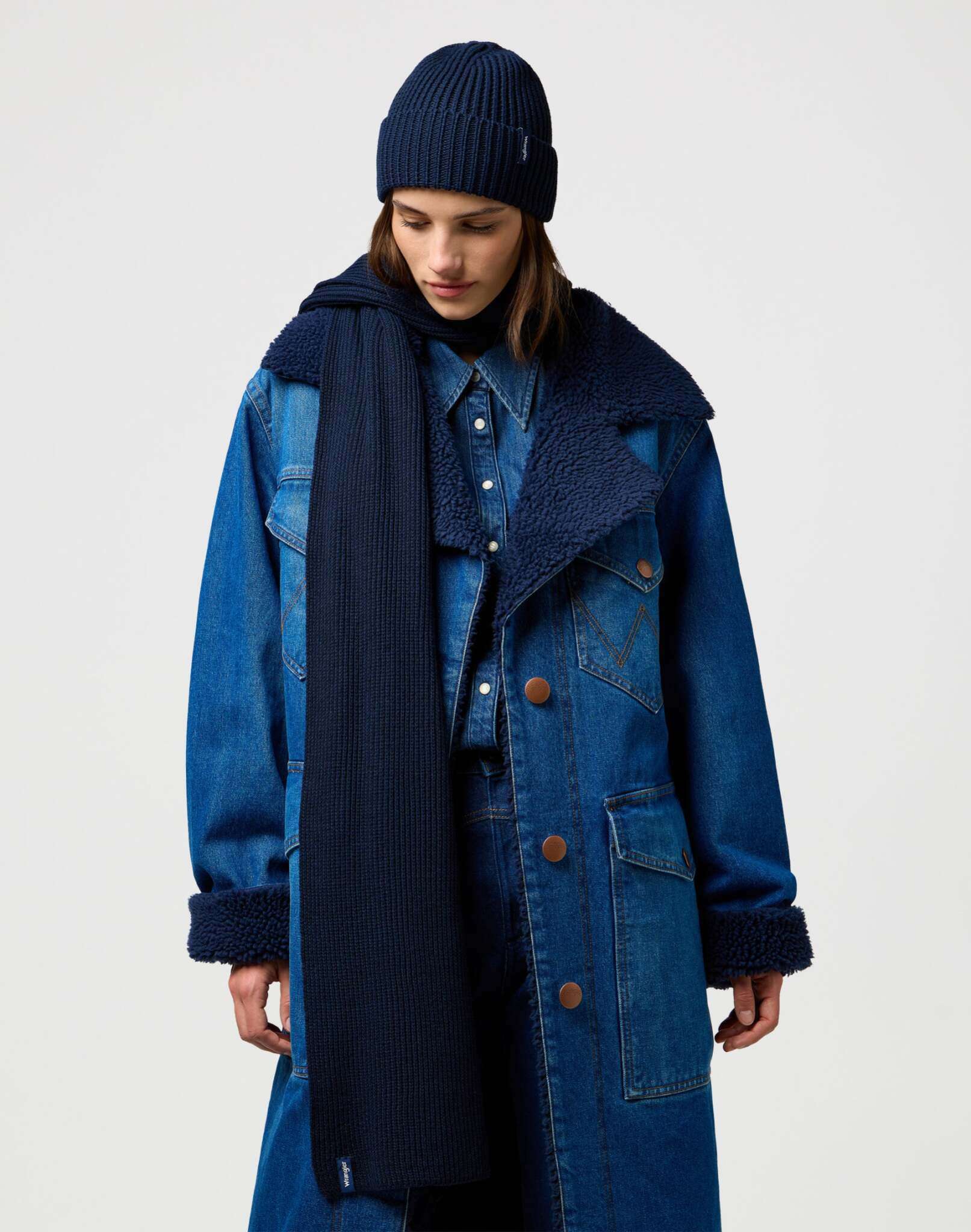 Scarf Beanie Set in Dark Navy Scarves Wrangler