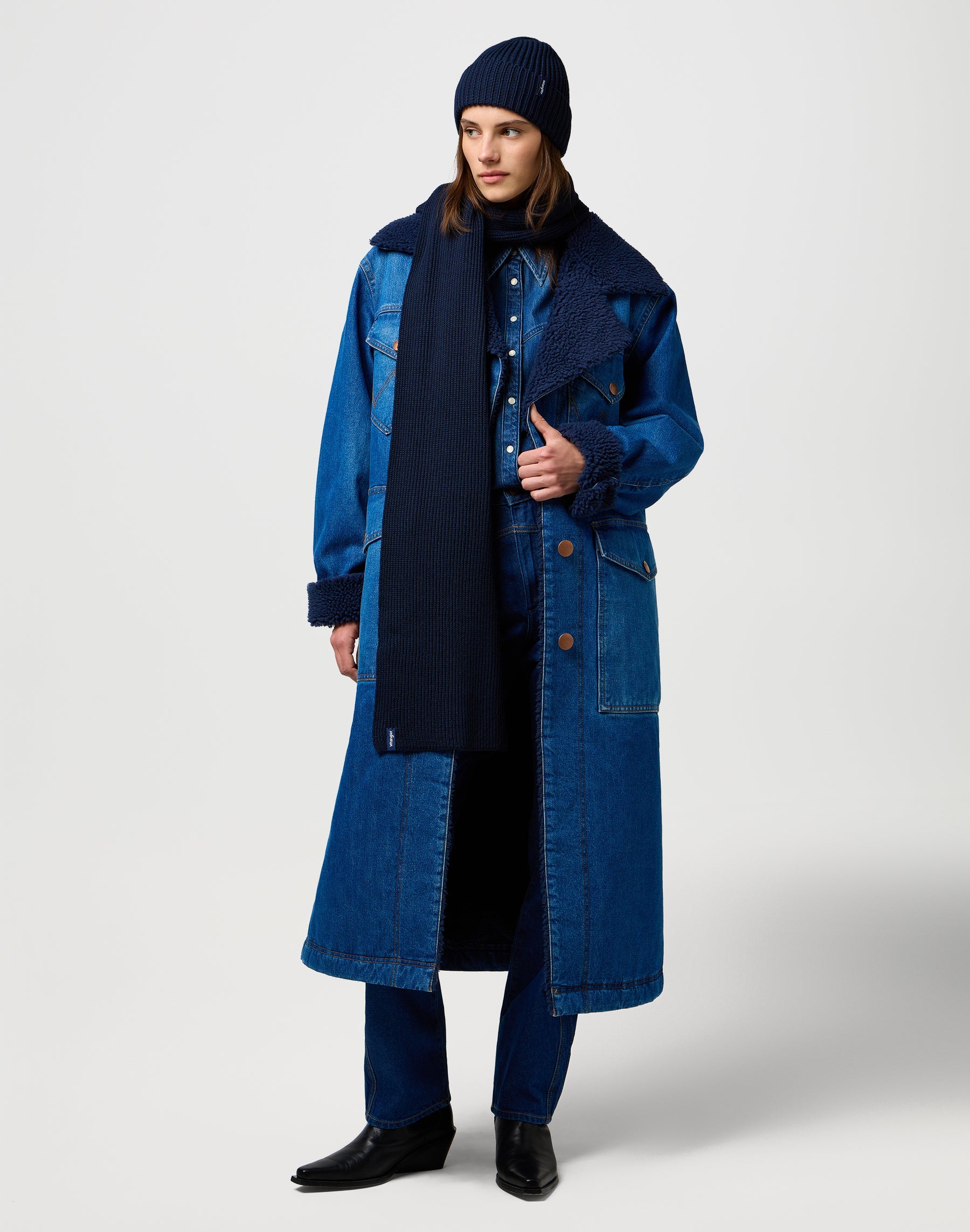 Scarf Beanie Set in Dark Navy Scarves Wrangler