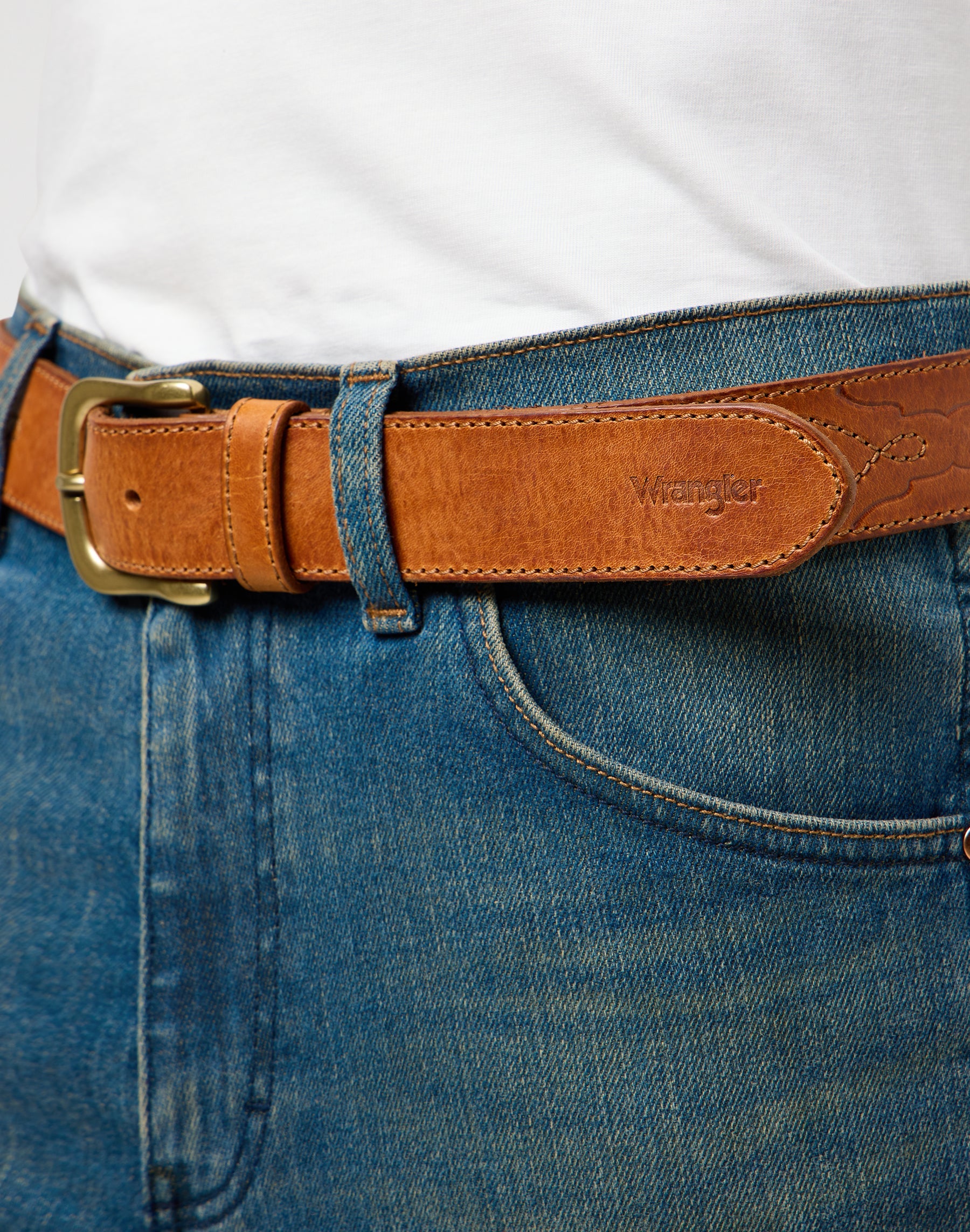 Western Stitch Belt in Cognac Belt Wrangler