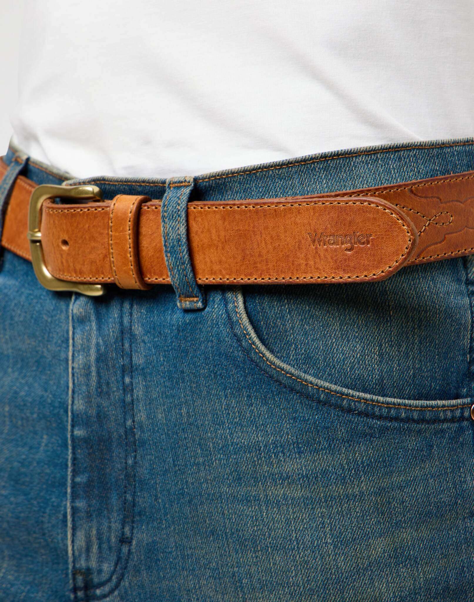 Western Stitch Belt in Cognac Belt Wrangler