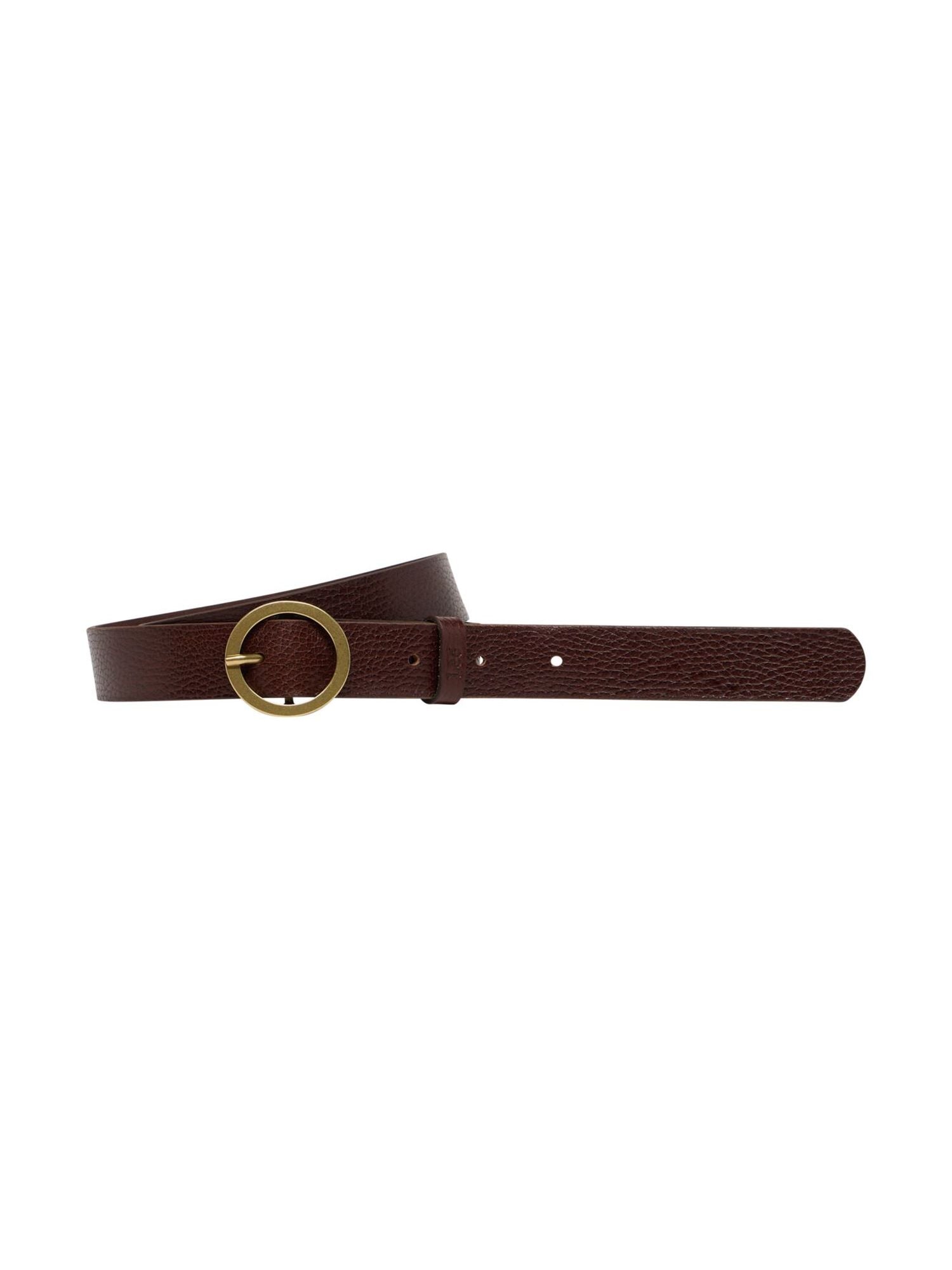 Round Buckle Belt in Dark Brown