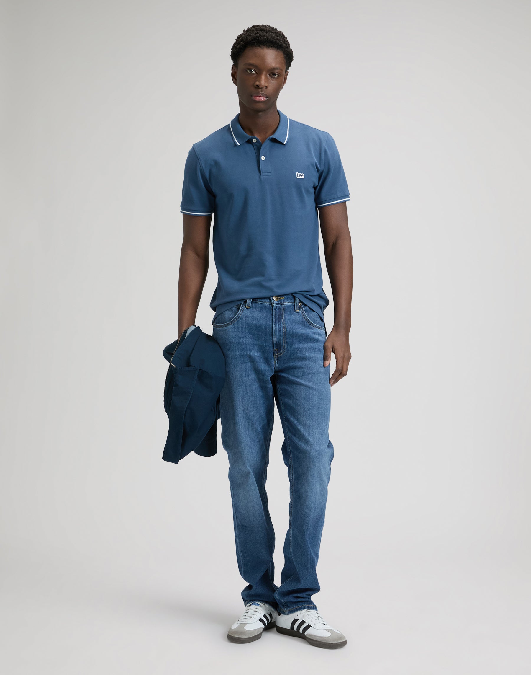 Pique polo shirt in Academy Blue