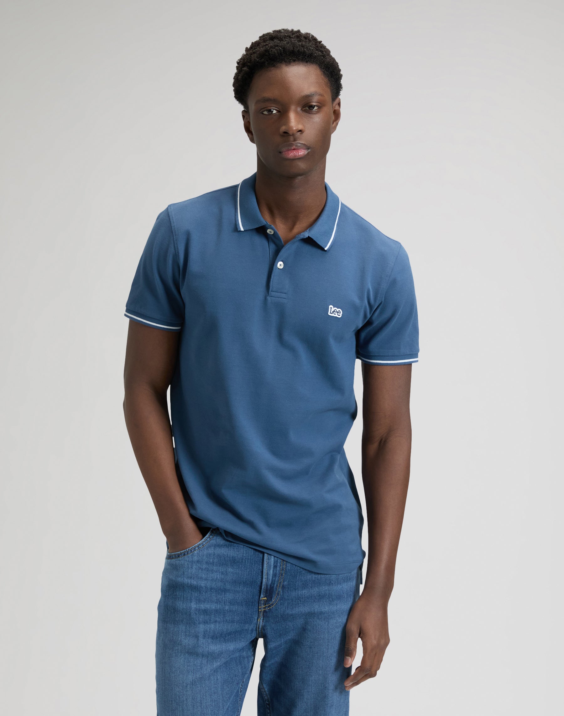 Pique polo shirt in Academy Blue