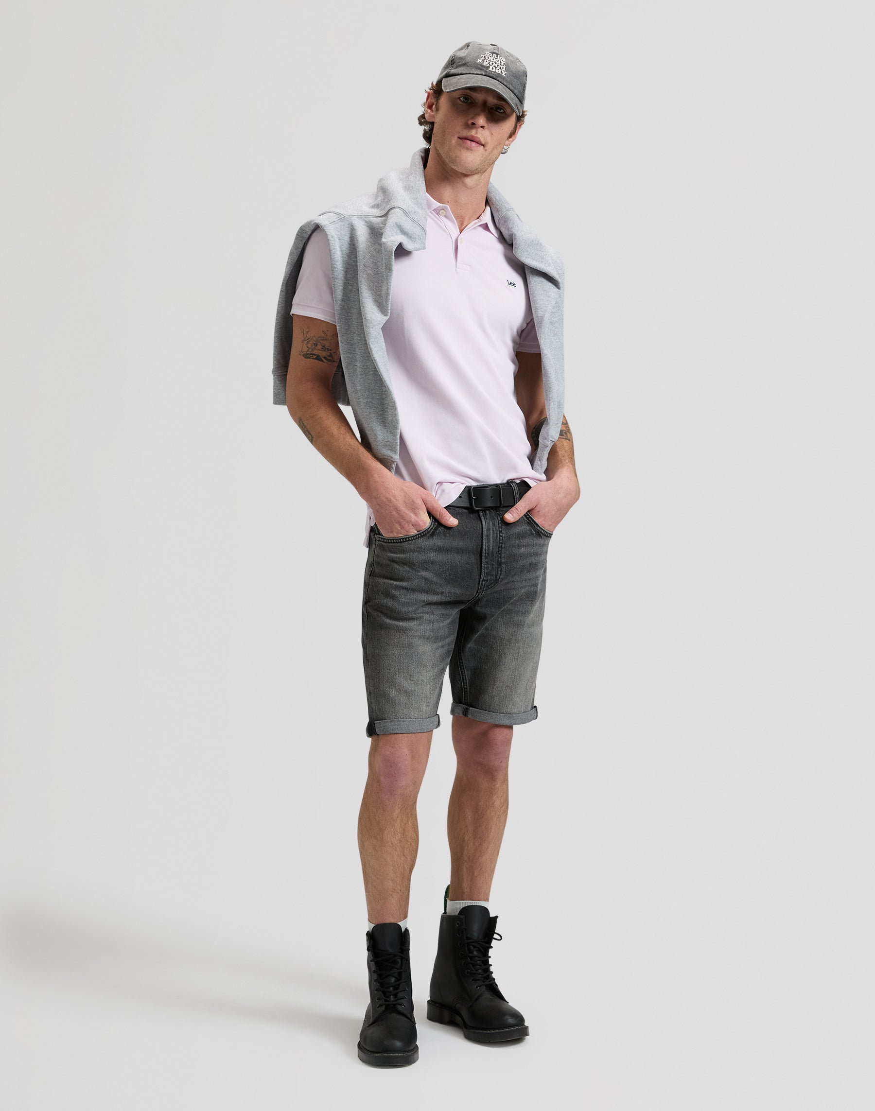 Pique polo shirt in light icy pink