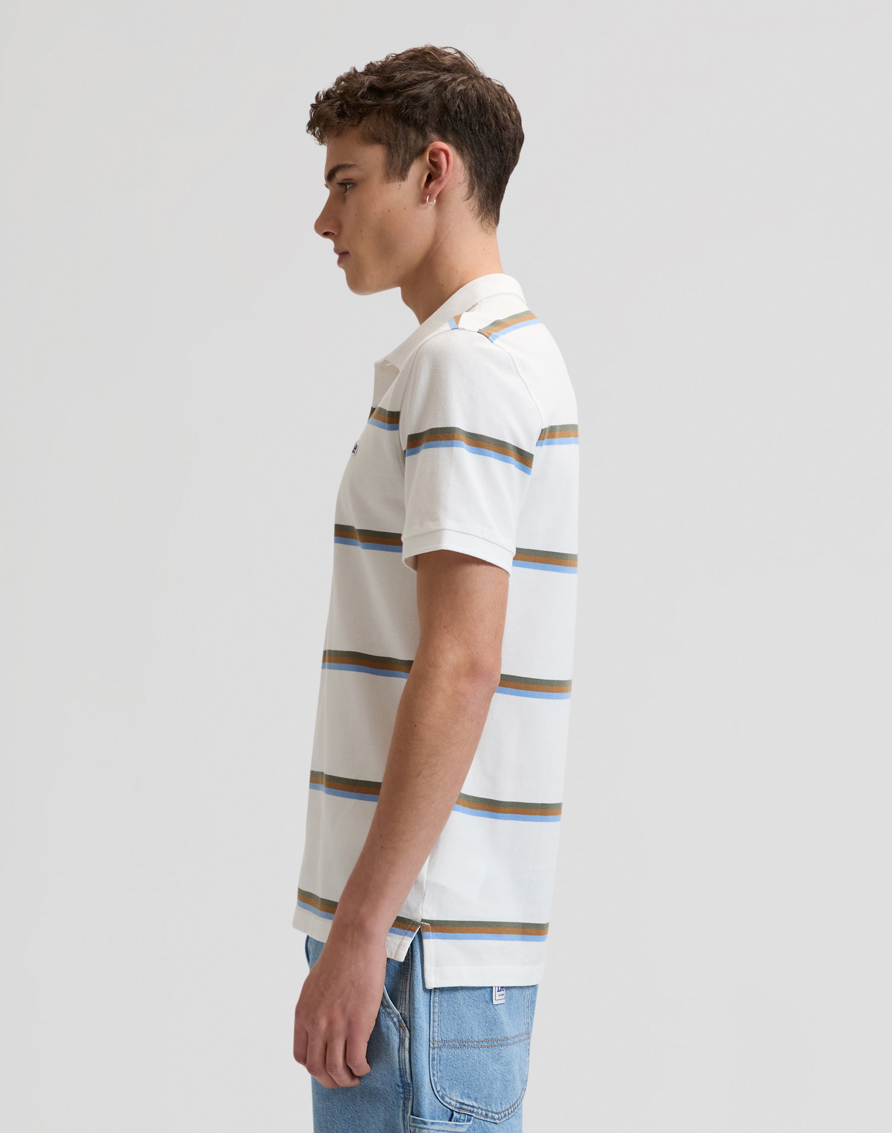 Pique polo shirt in halogen safari stripe
