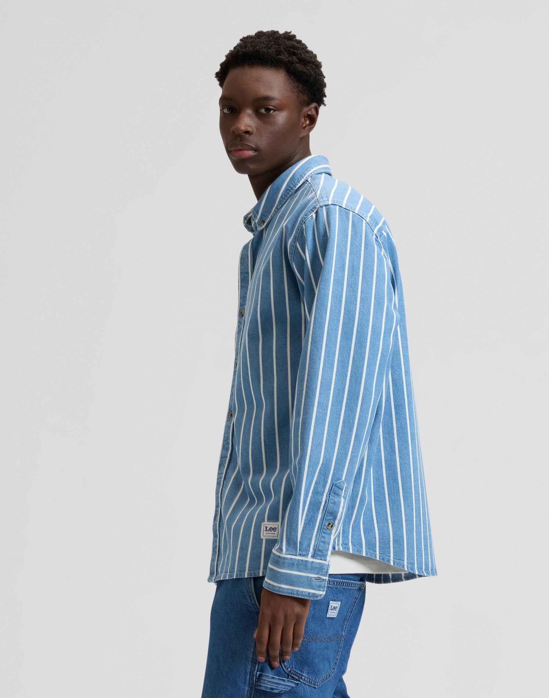 Workwear button-down denim striped shirts Lee