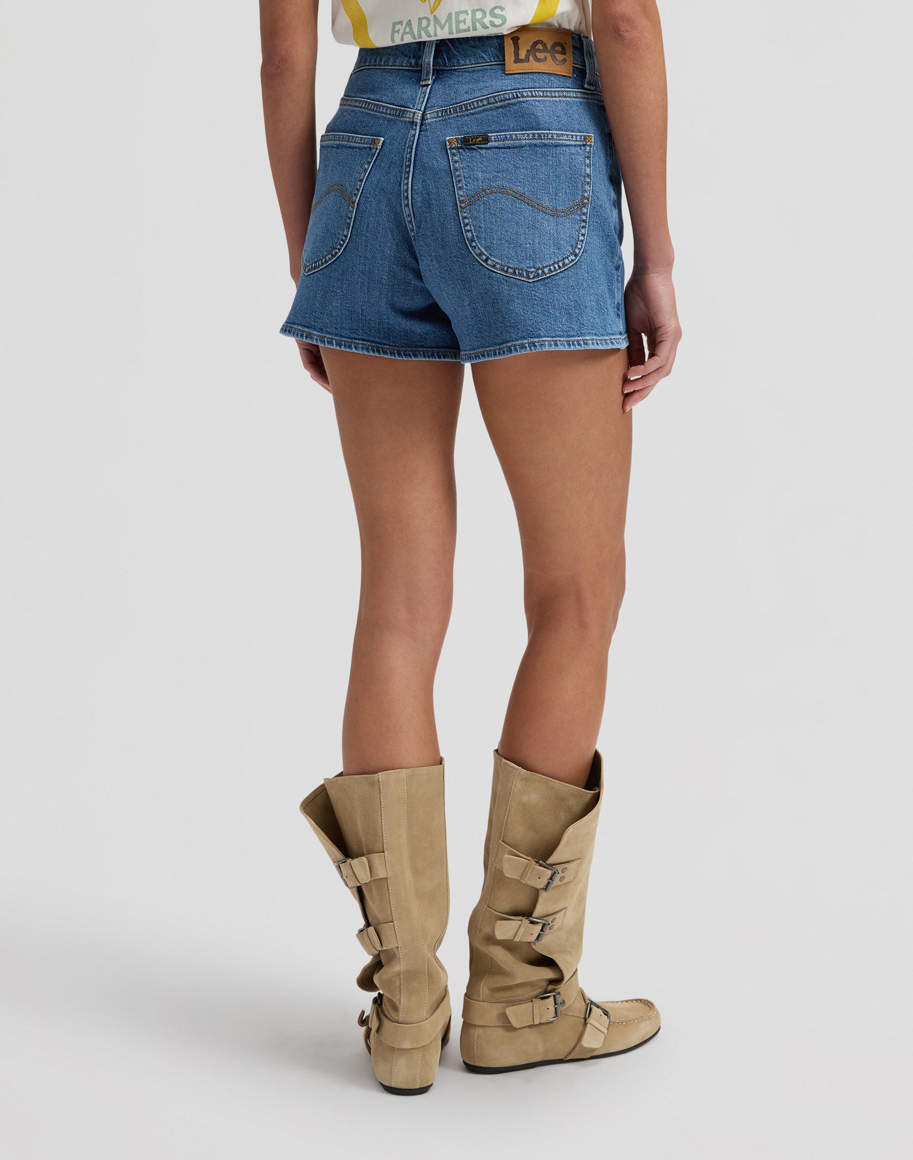 Carol Short in sleet denim shorts Lee