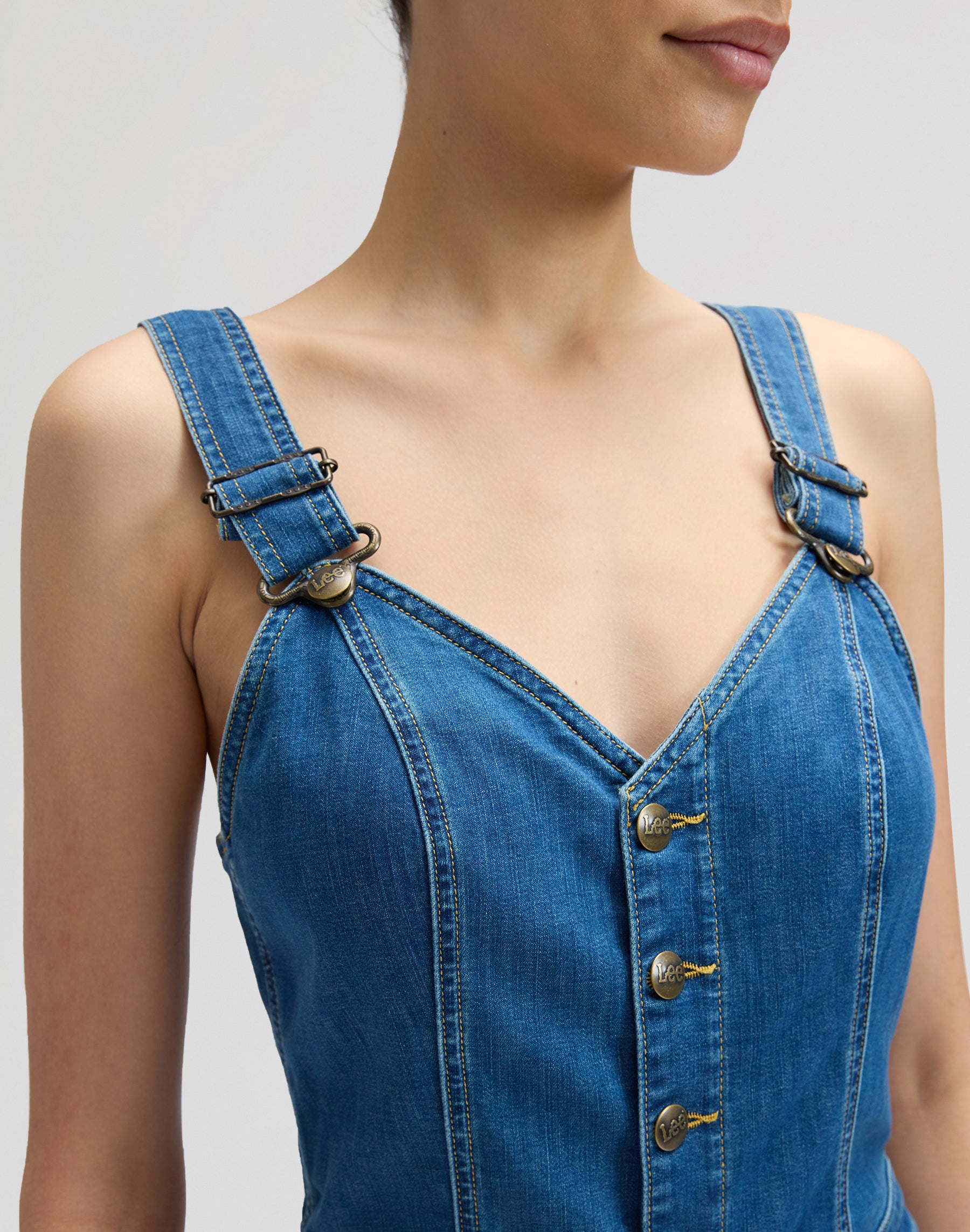 Cut-out jumpsuit in blue arrow overall Lee