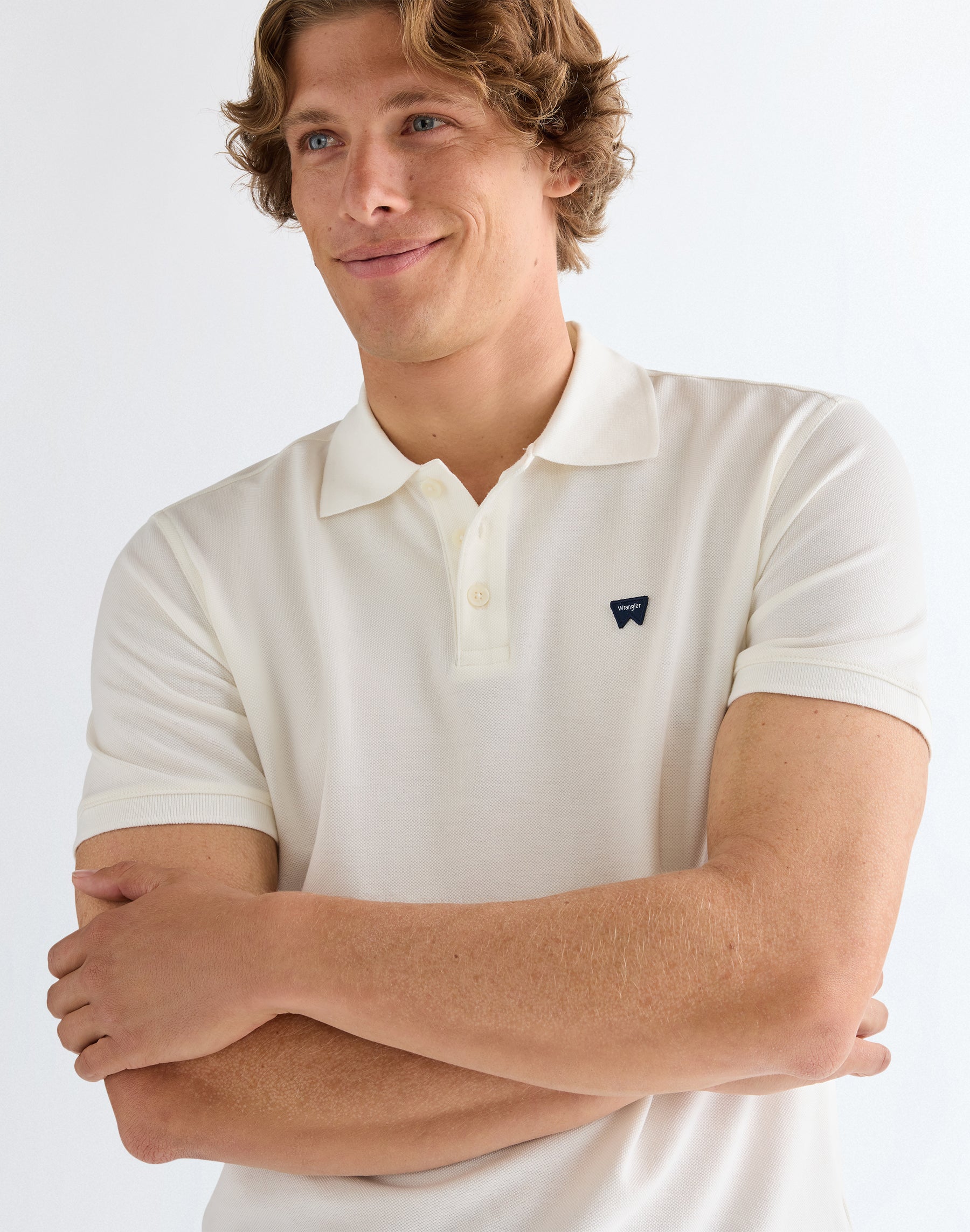 Polo shirt in worn white