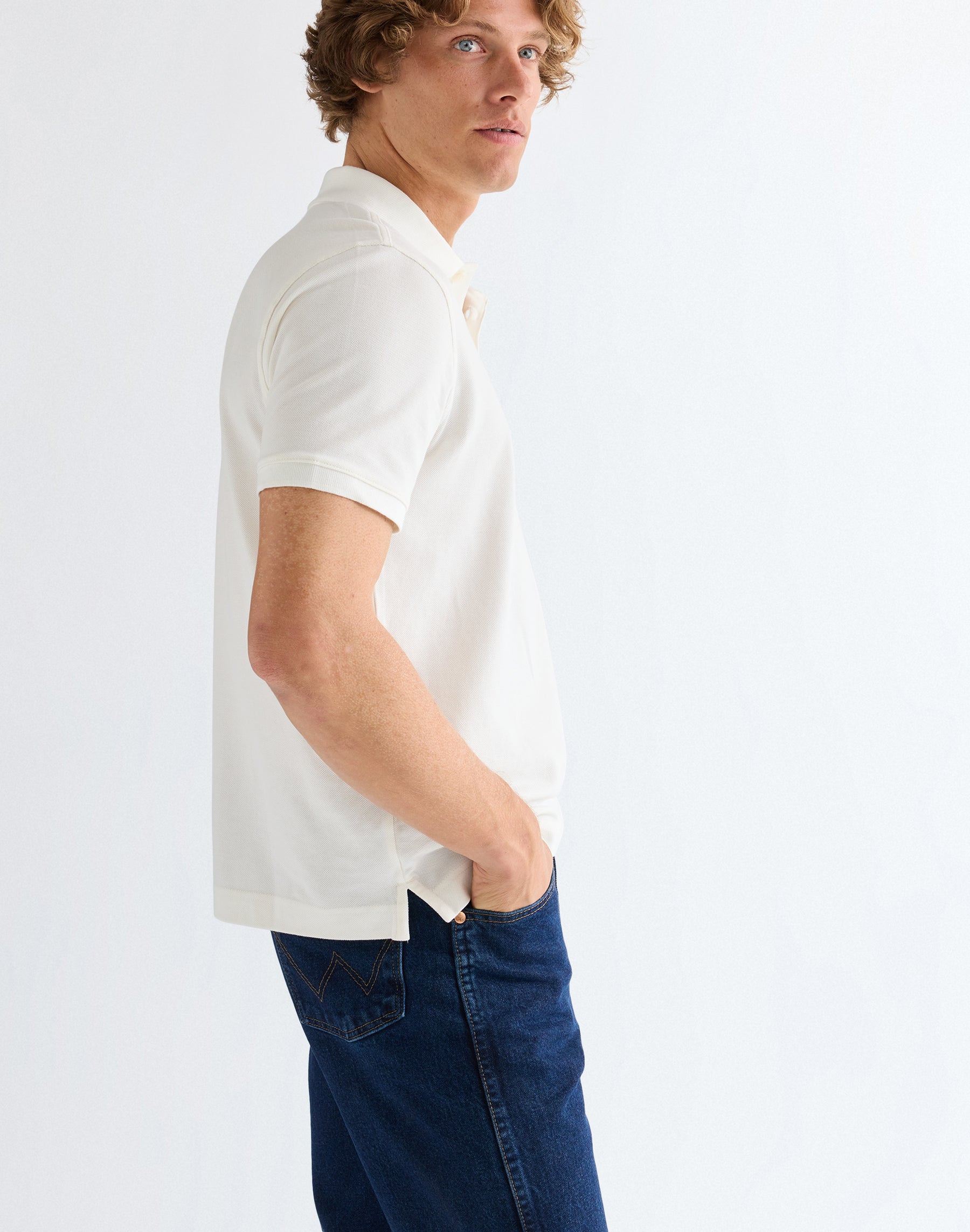 Polo shirt in worn white