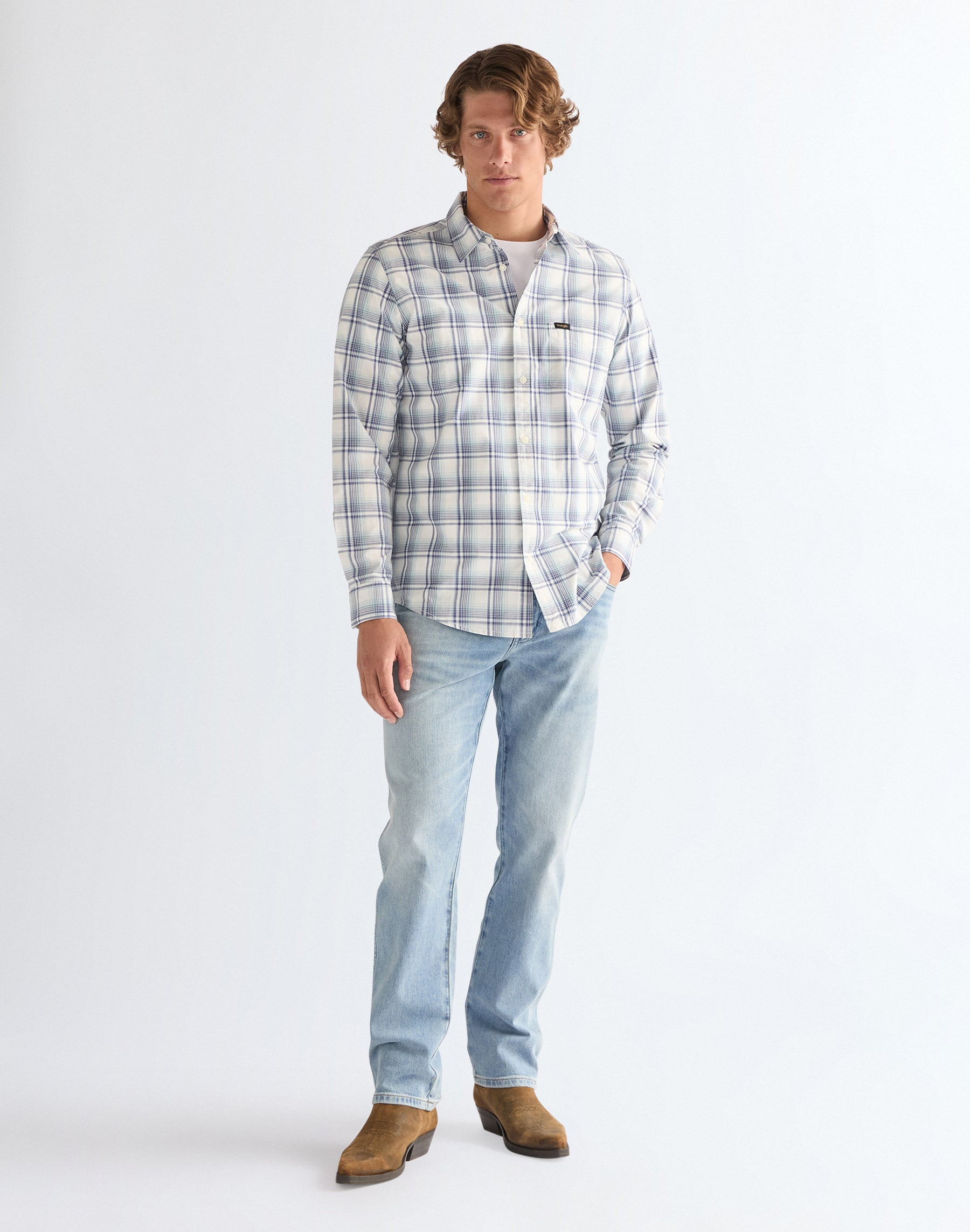 1 Pocket Shirt in Blue White Shirts Wrangler