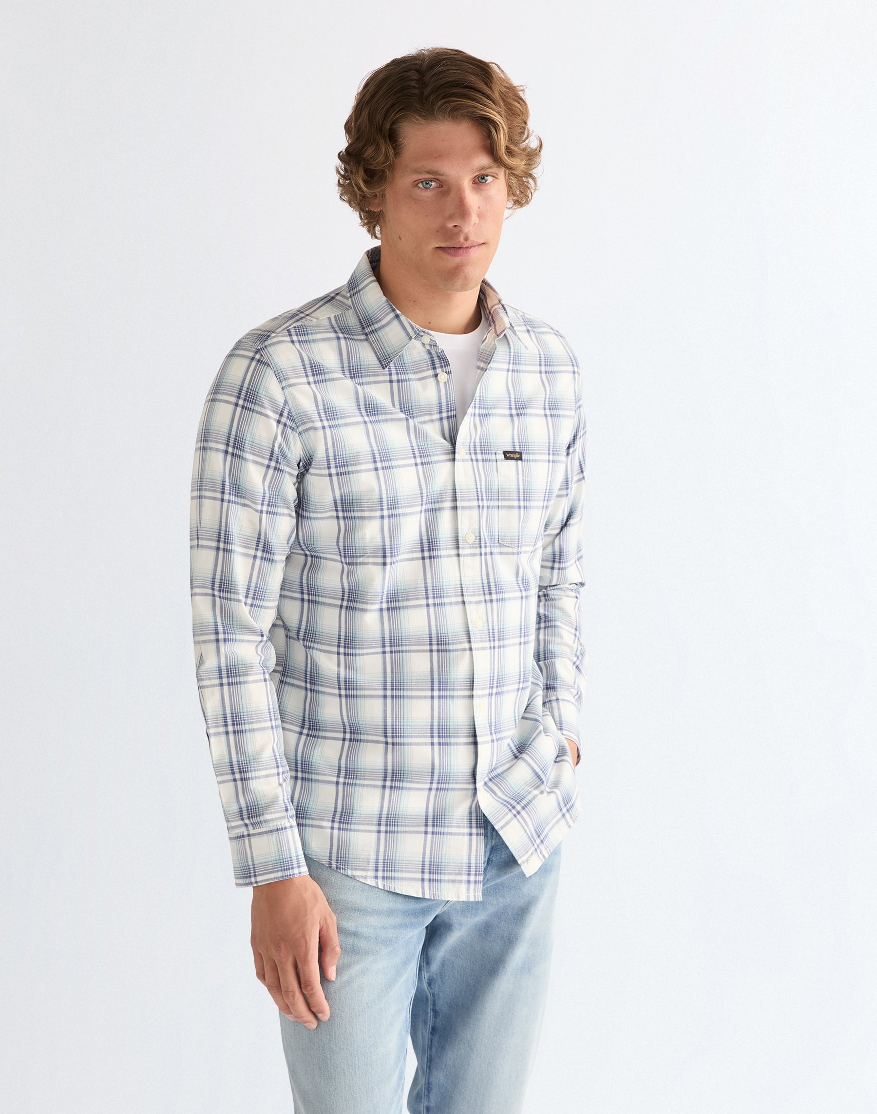 1 Pocket Shirt in Blue White Shirts Wrangler