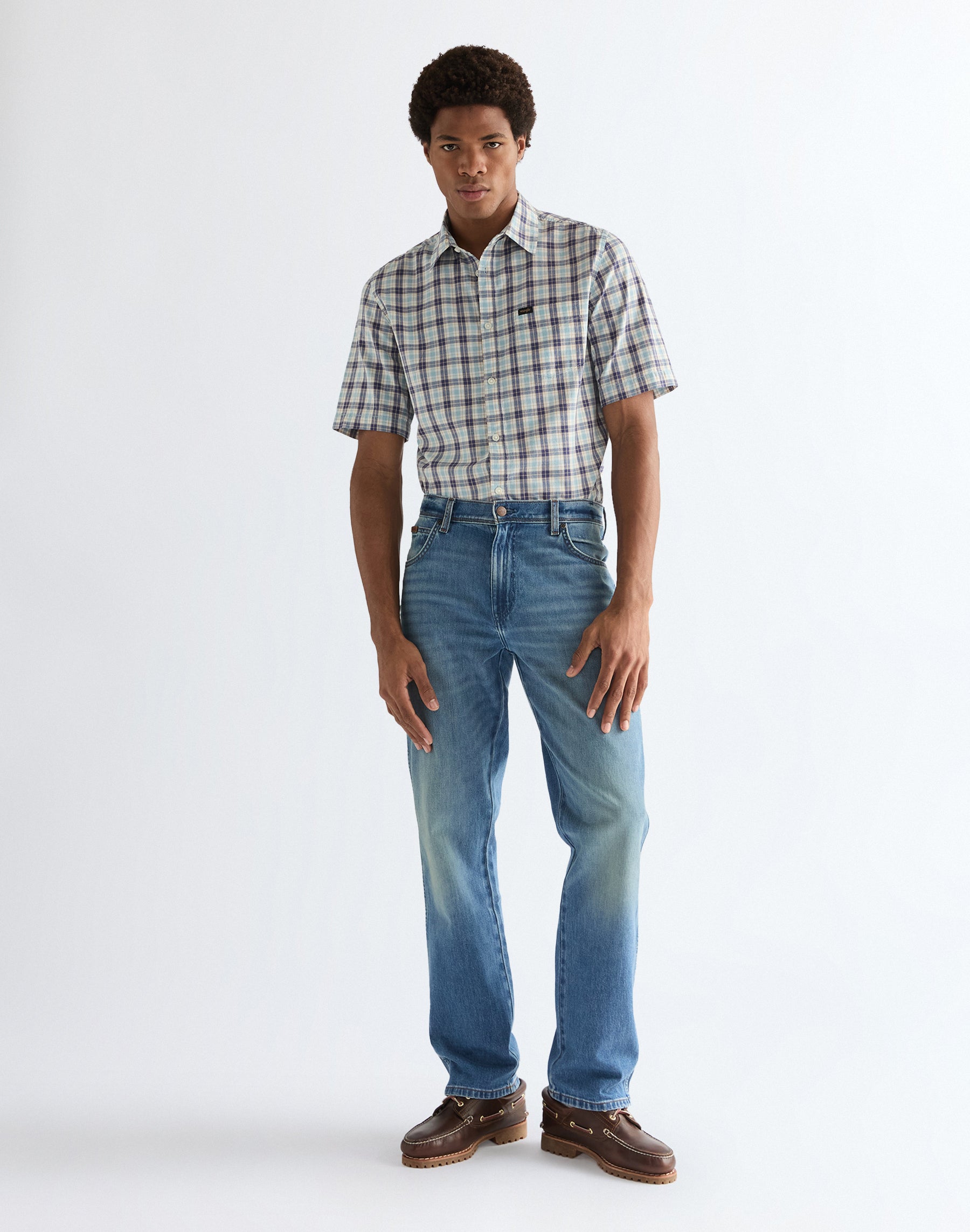 Short-sleeved 1-pocket shirt in Forget Me Not Shirts Wrangler