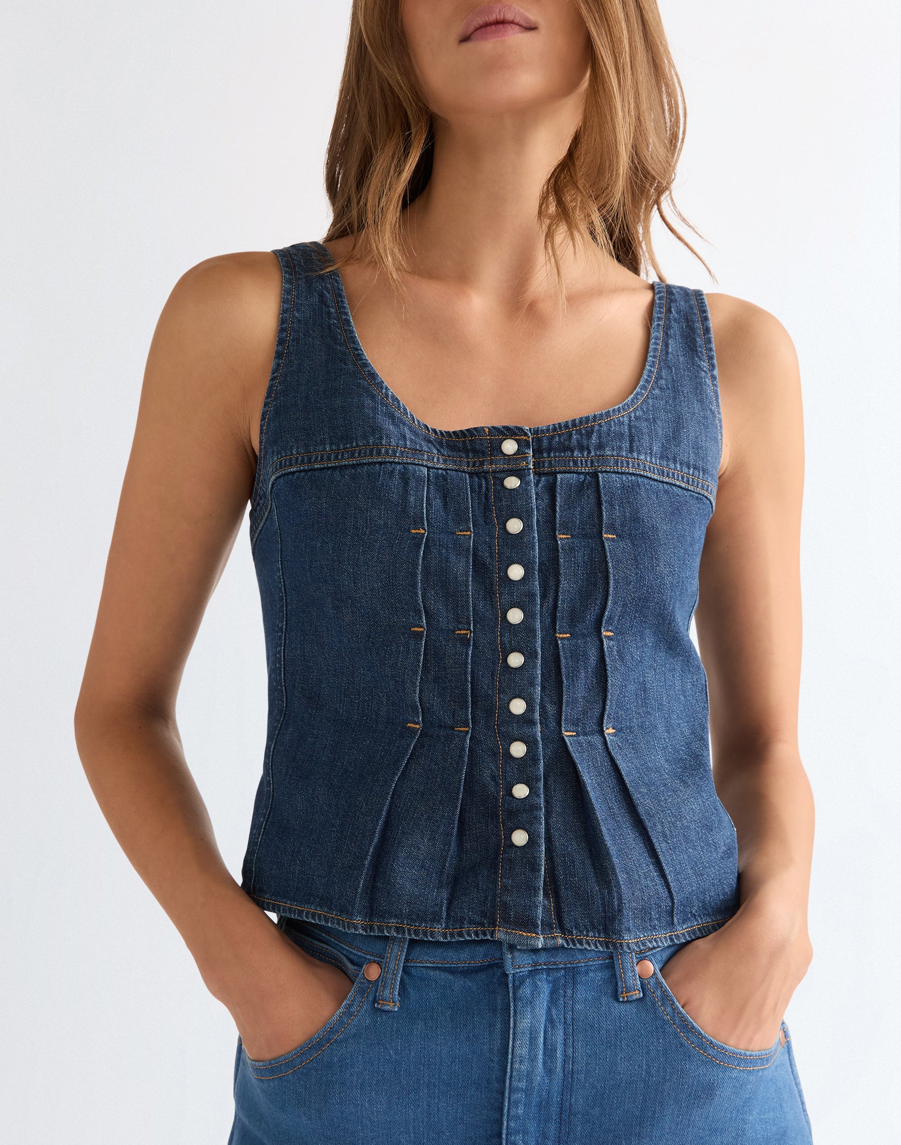 Pleated Corset Top in Lone Rider