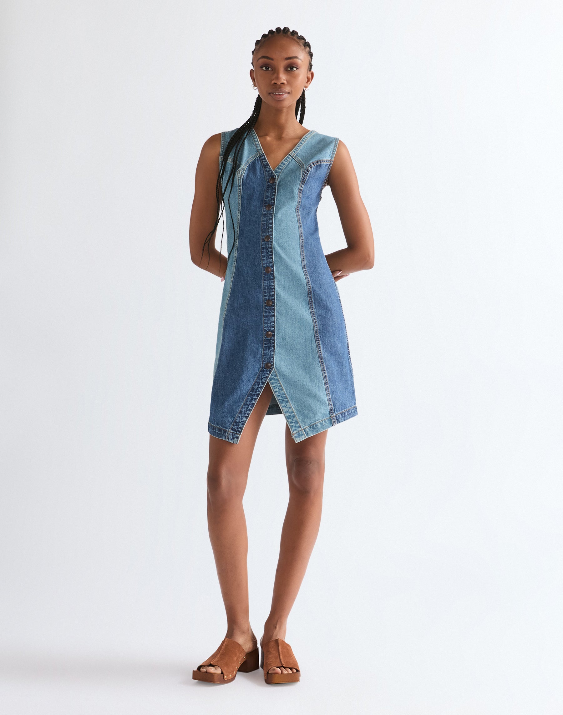 Vest dress in patchwork