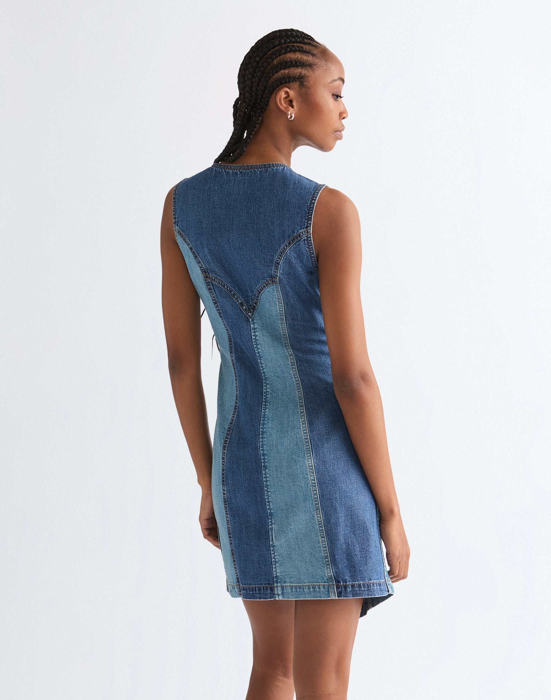 Vest dress in patchwork