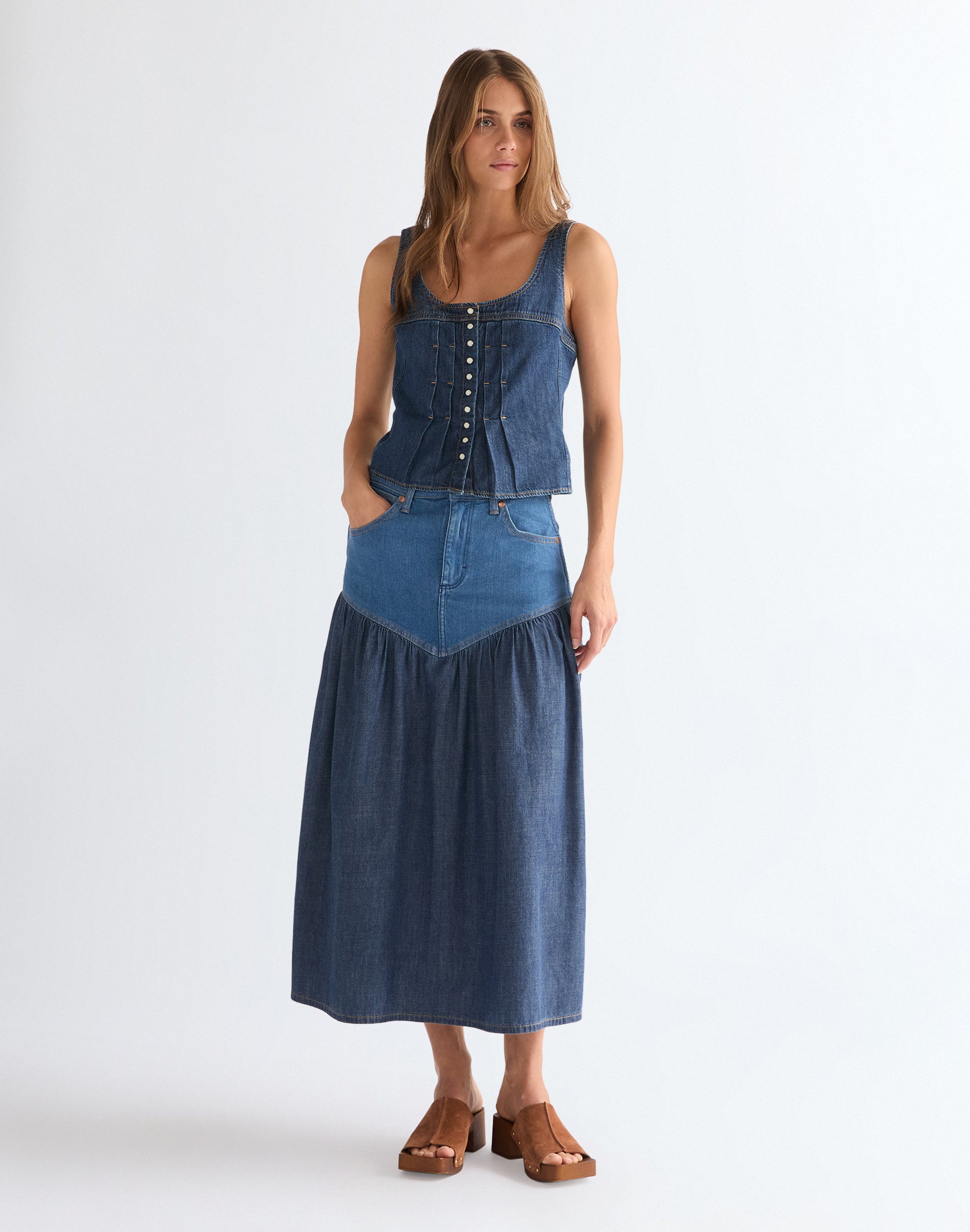Basque Waist Skirt in Lone Rider