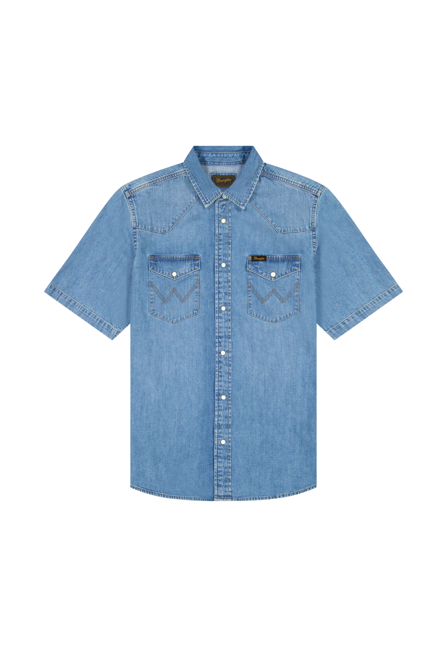 Short-sleeved Western in mid light wash Shirts Wrangler