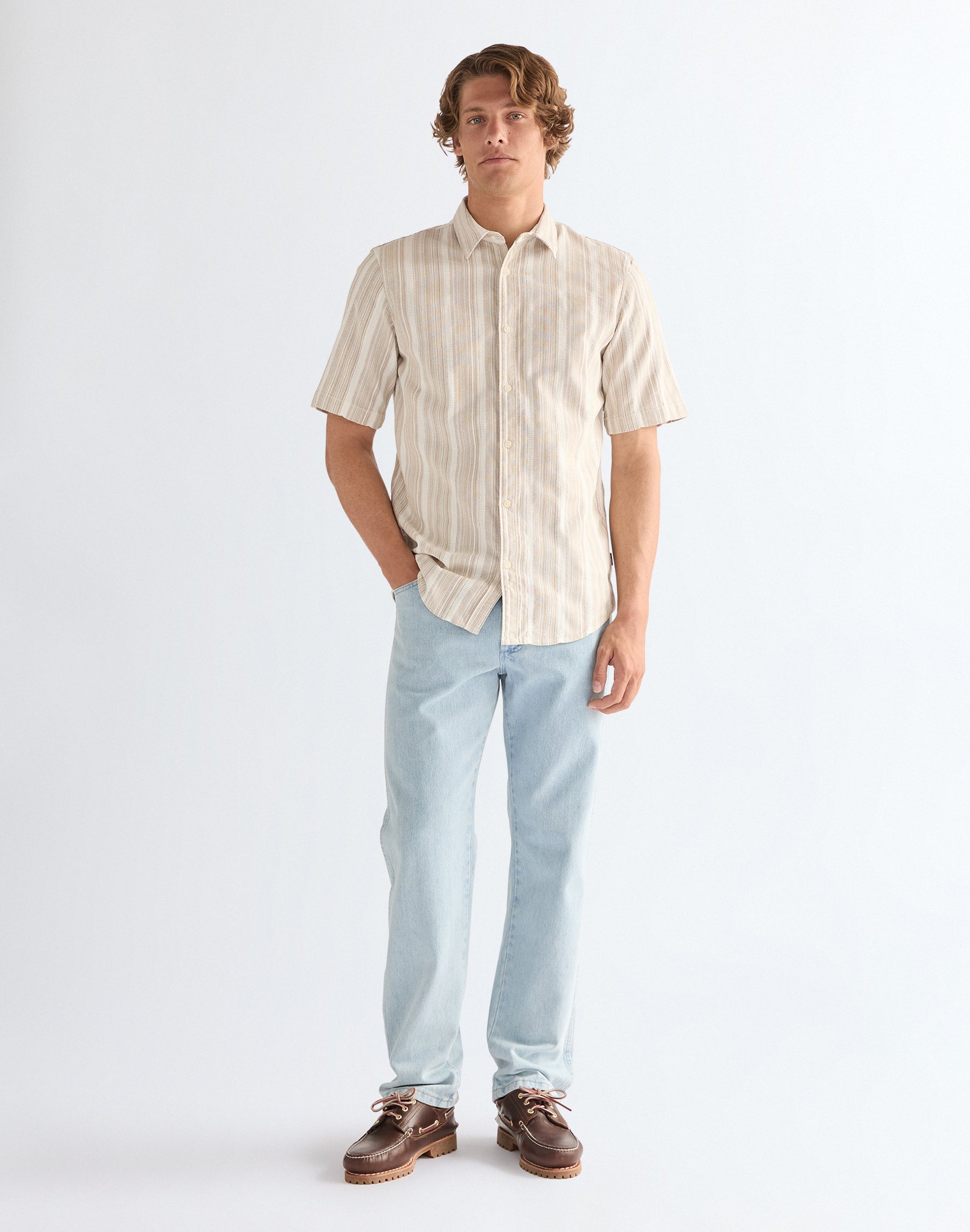 Short-sleeved shirt in brown and white Shirts Wrangler