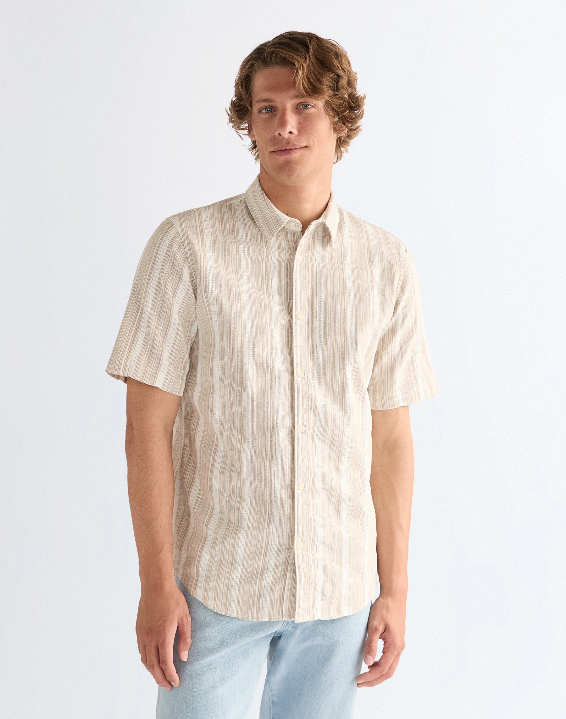 Short-sleeved shirt in brown and white Shirts Wrangler