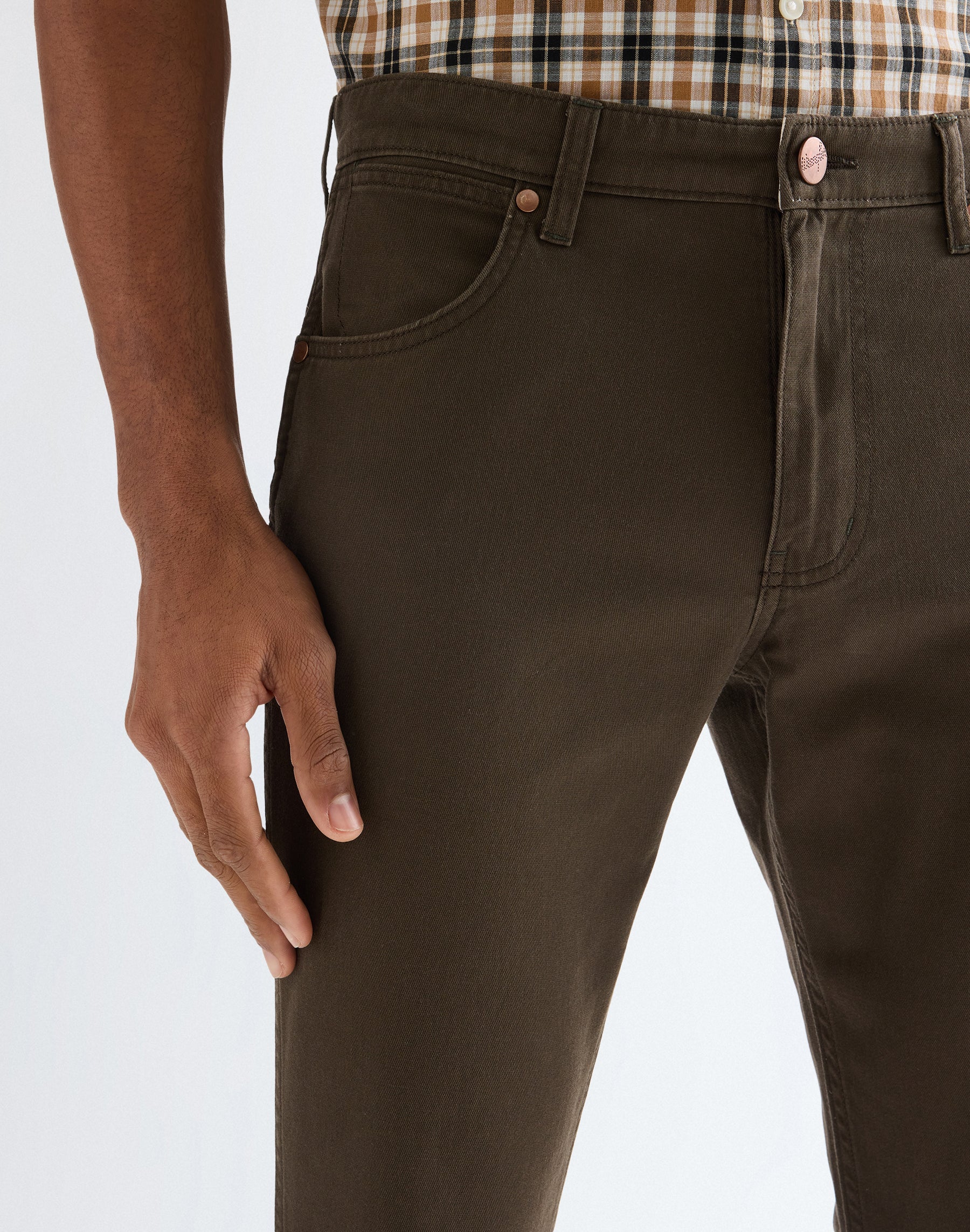 Greensboro in Wren pants Wrangler