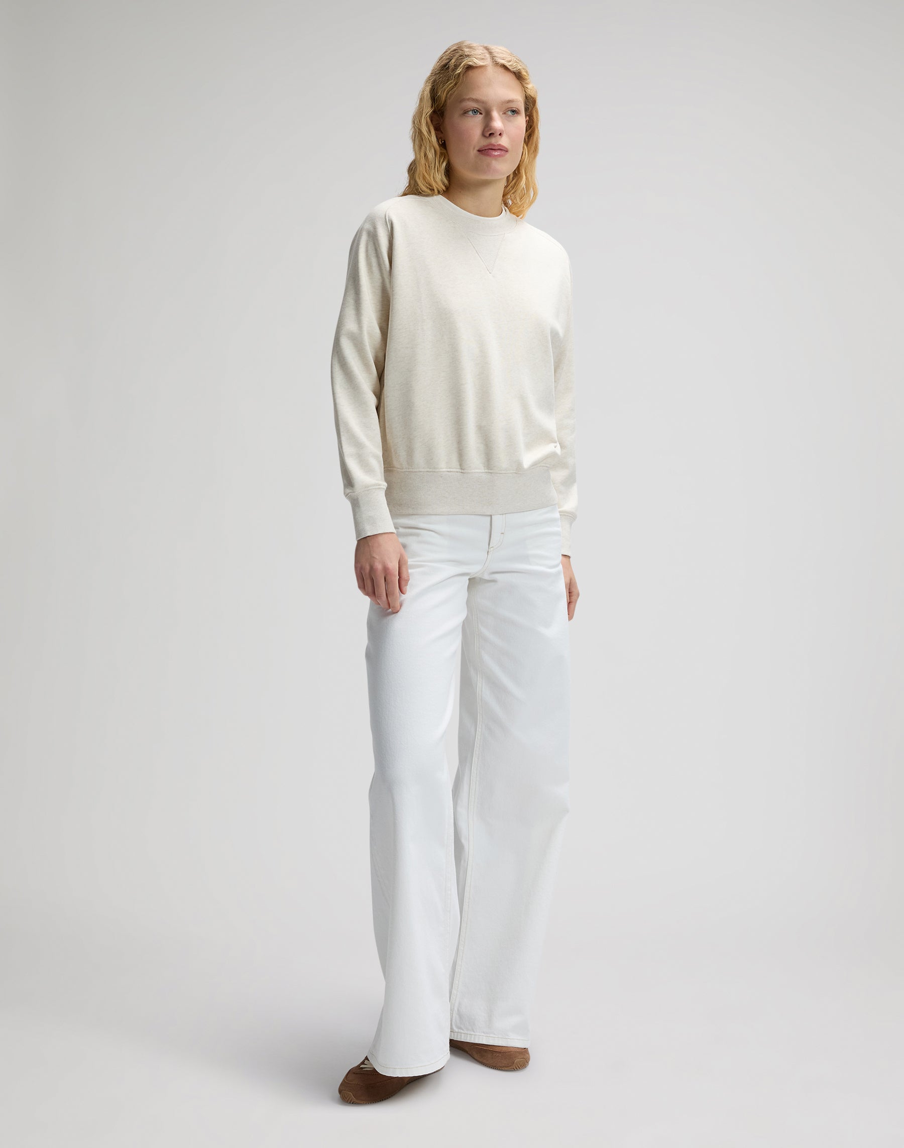 Raglan Crew Sweatshirt in Ecru Heather