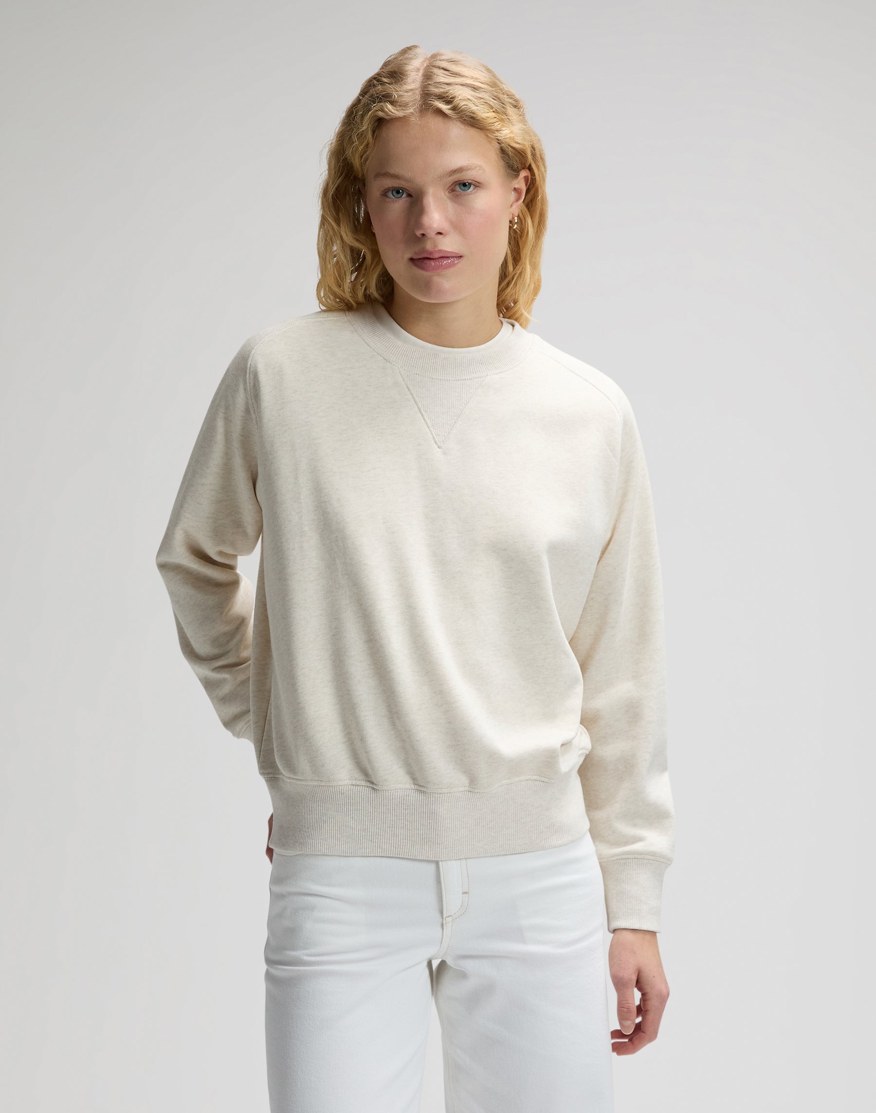 Raglan Crew Sweatshirt in Ecru Heather