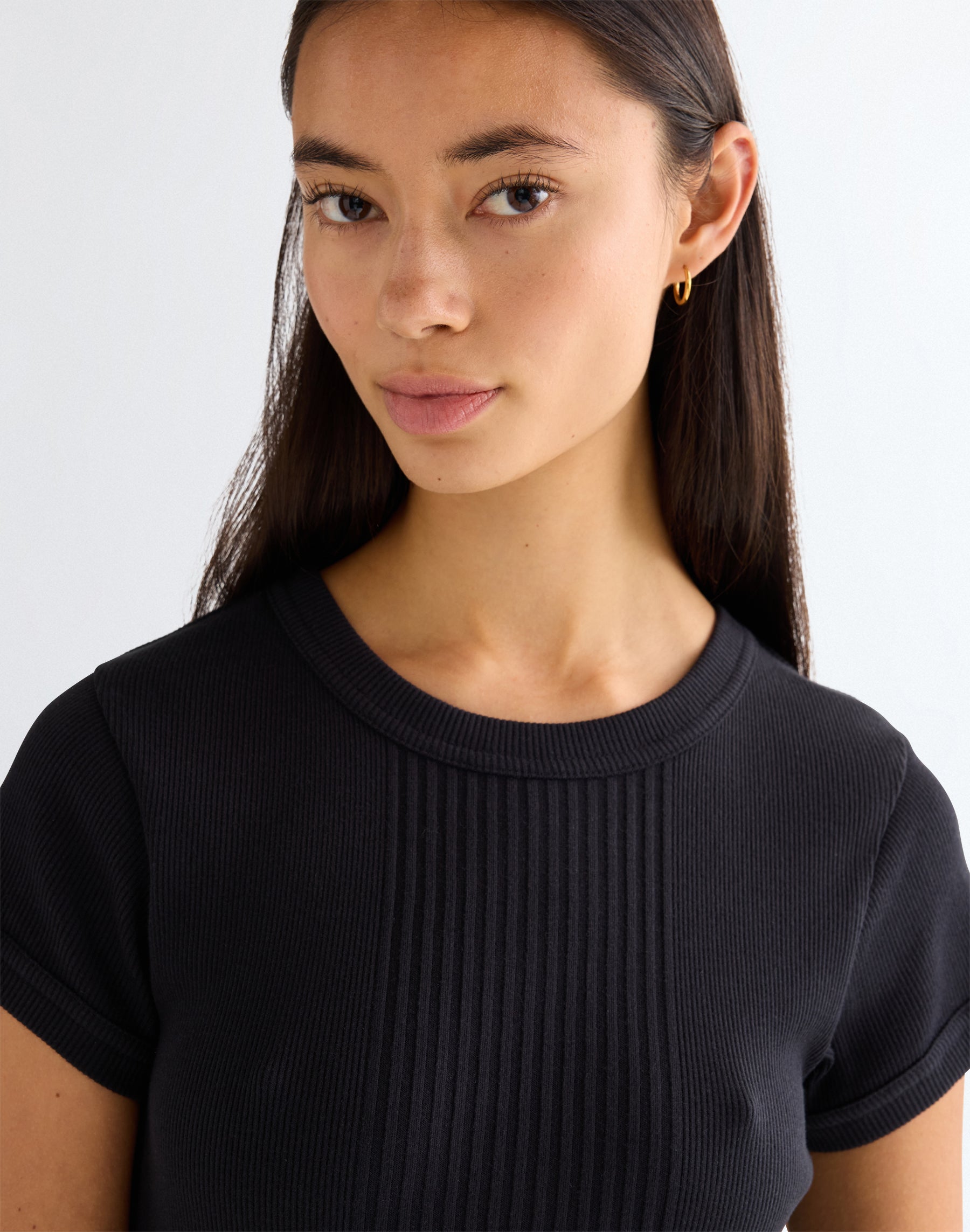 Capped Rib Shirt in Black