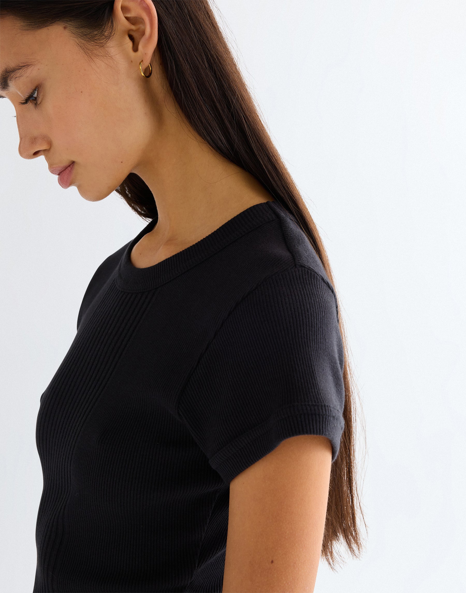 Capped Rib Shirt in Black