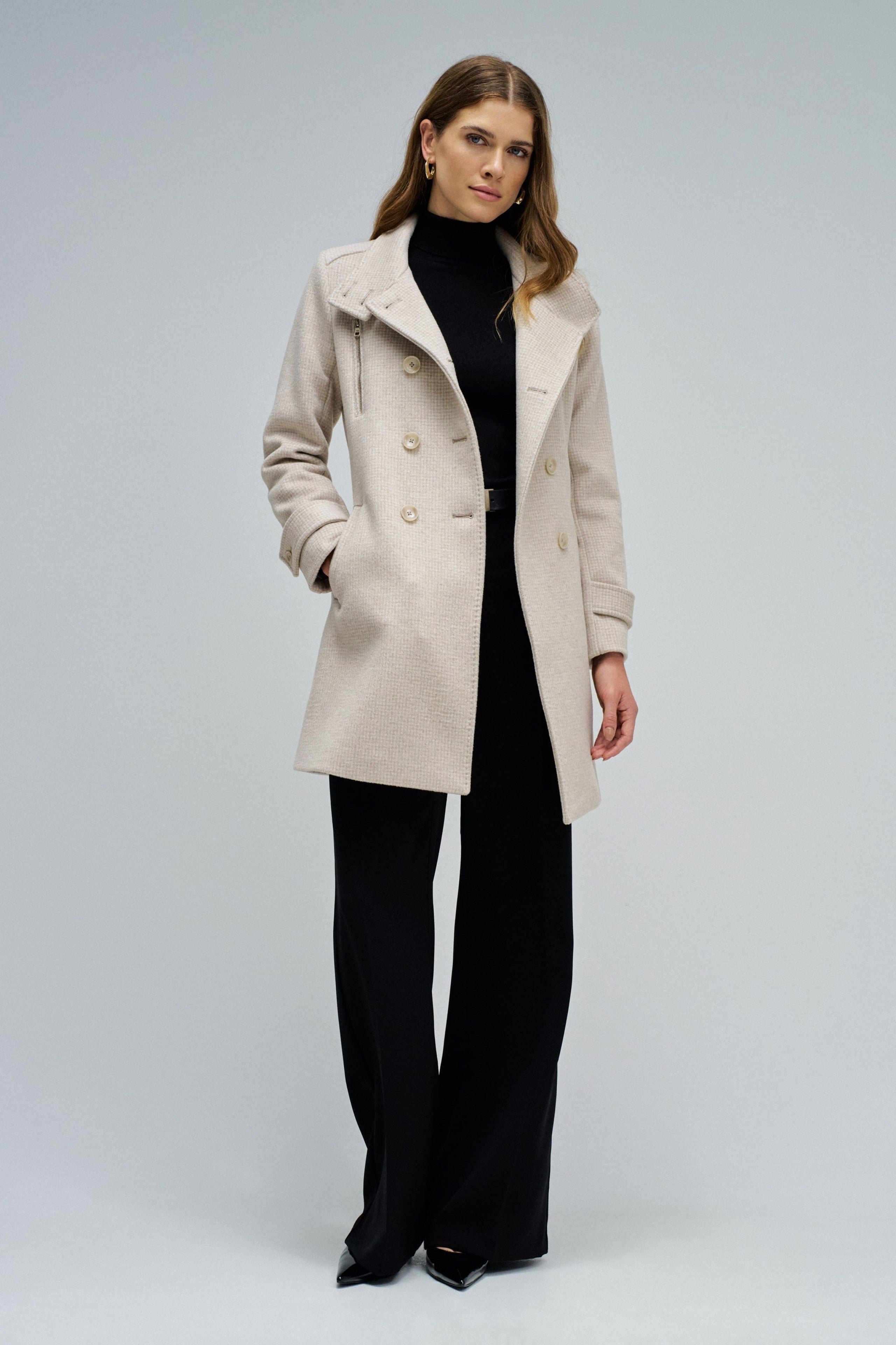 Grace Long Woolen Coat in Light Beige V1 Jackets Salsa Jeans
