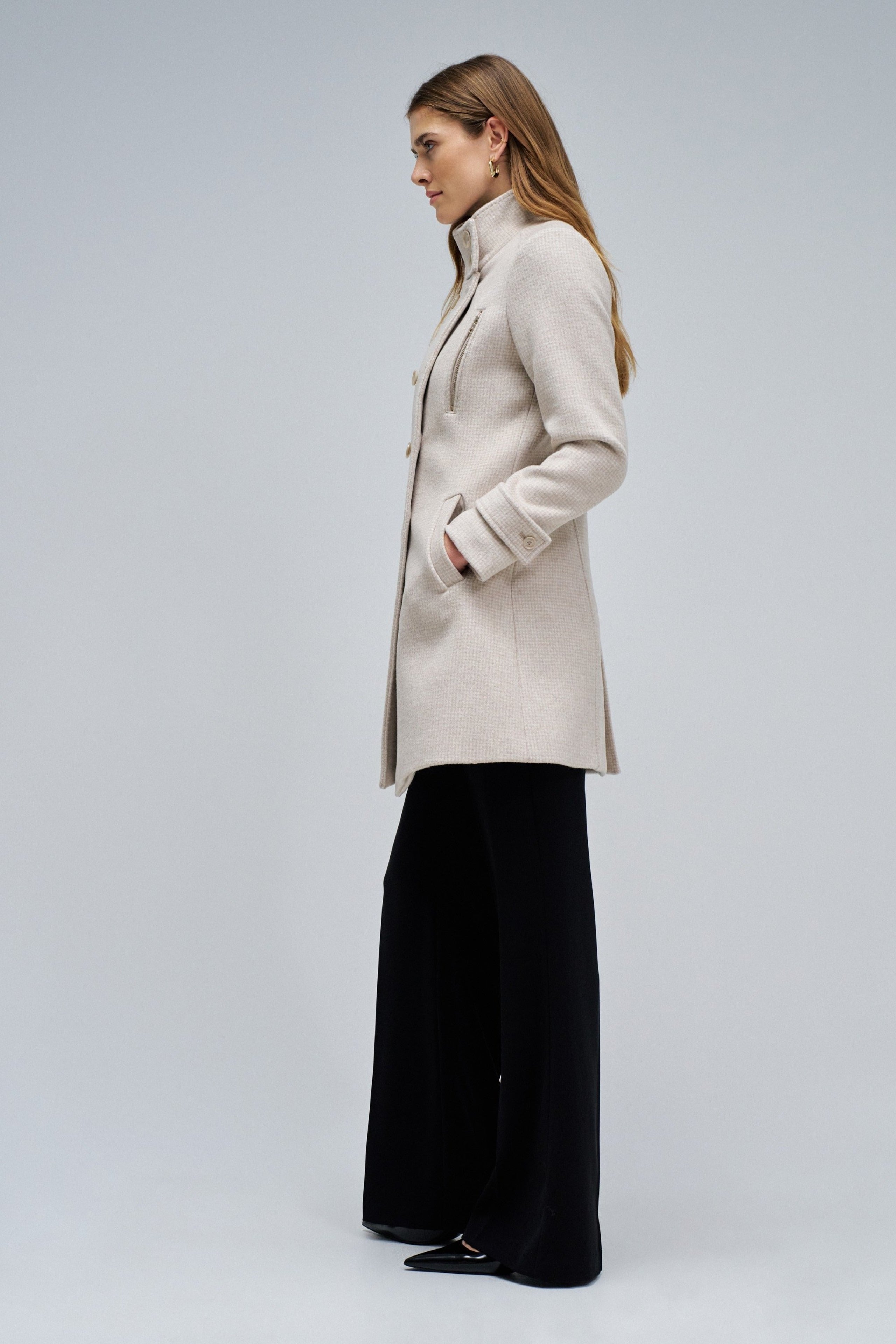 Grace Long Woolen Coat in Light Beige V1 Jackets Salsa Jeans