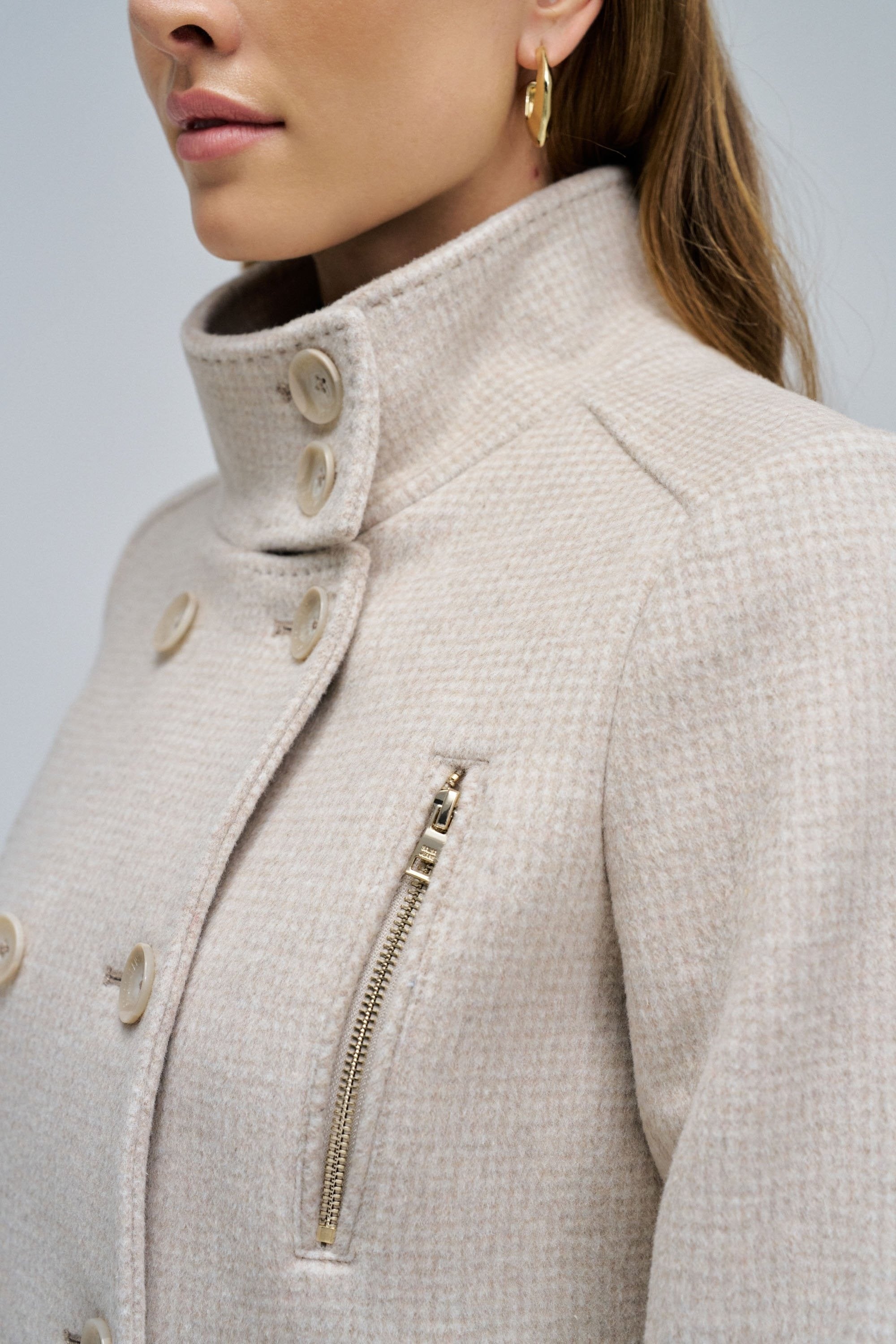 Grace Long Woolen Coat in Light Beige V1 Jackets Salsa Jeans