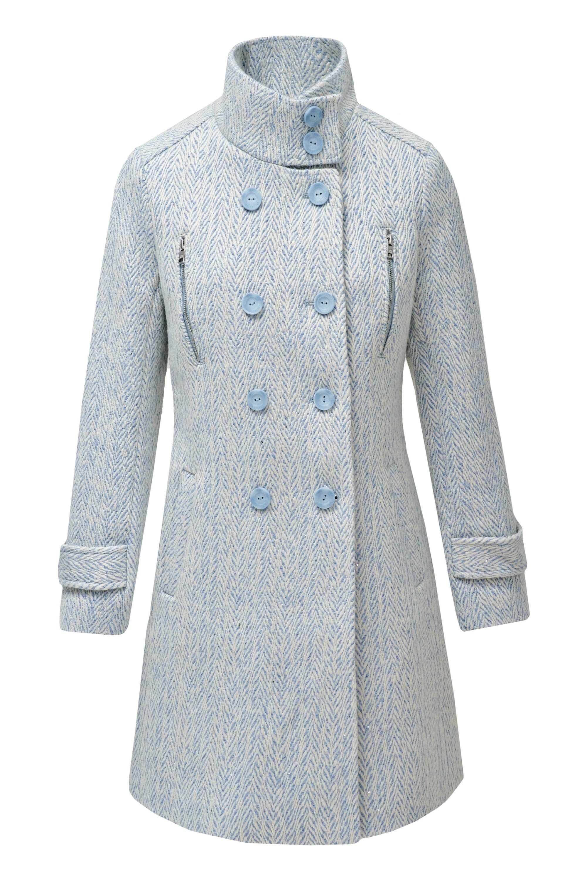 Grace Long Woolen Coat in Light Blue V1 Jackets Salsa Jeans