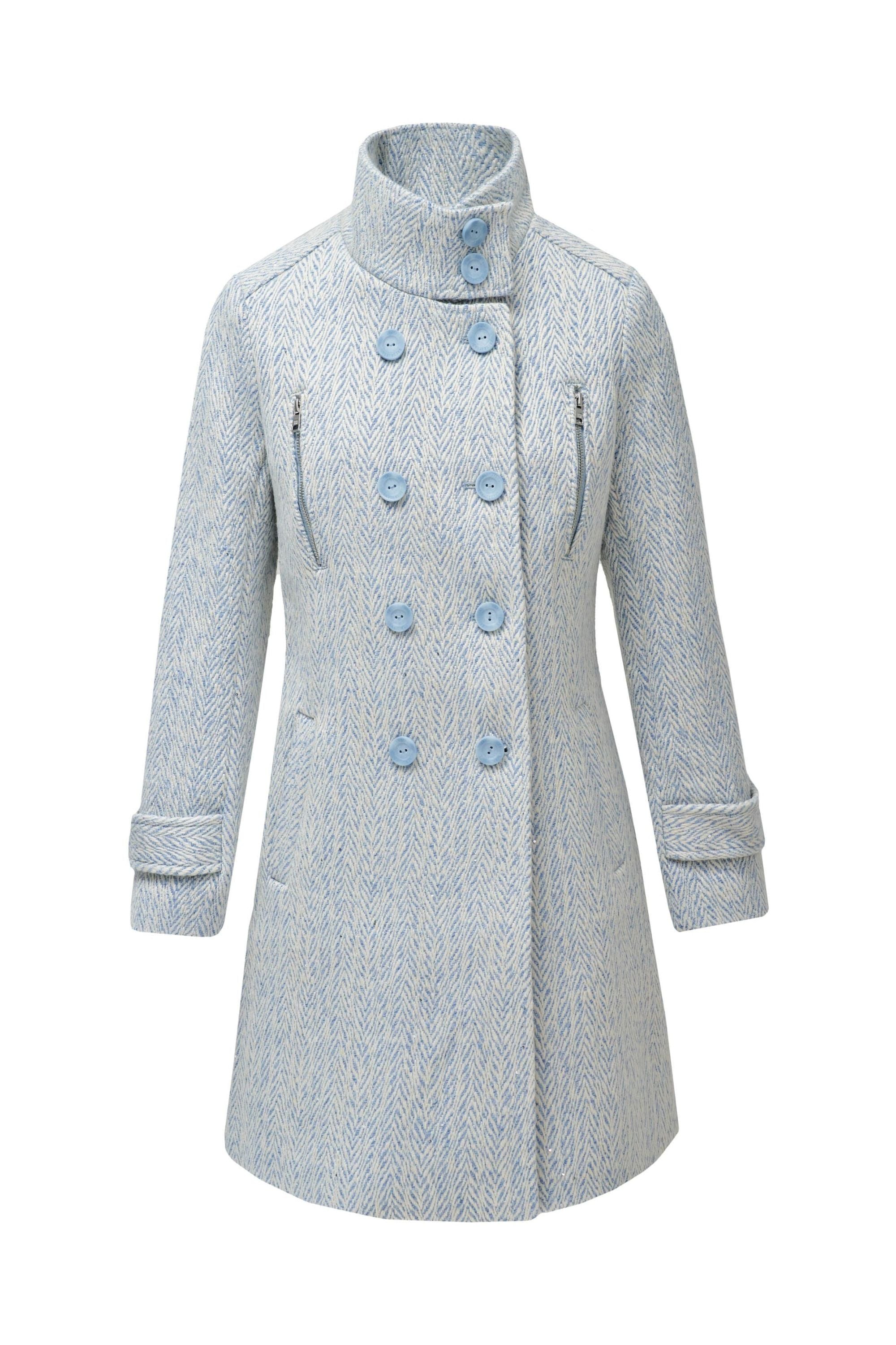 Grace Long Woolen Coat in Light Blue V1 Jackets Salsa Jeans