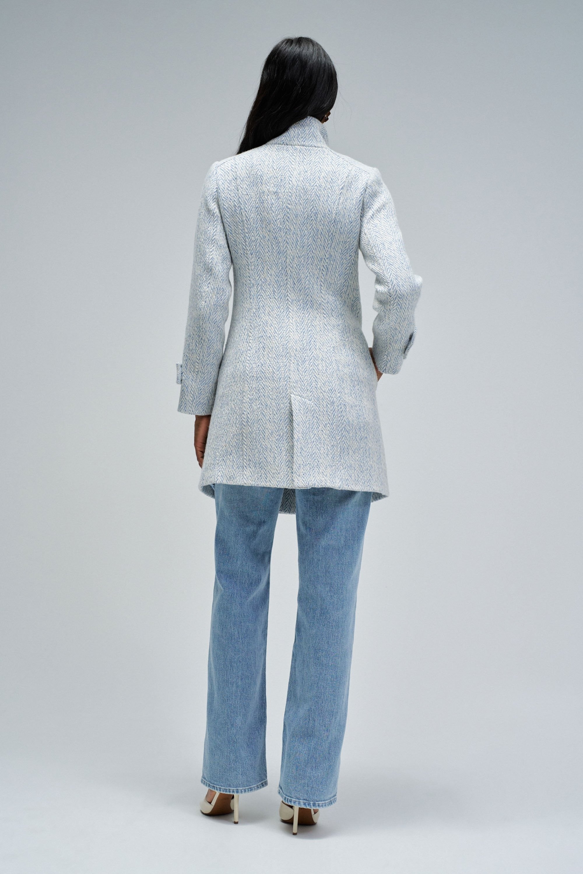 Grace Long Woolen Coat in Light Blue V1 Jackets Salsa Jeans