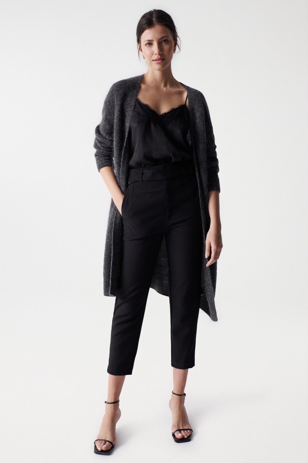 Chino Cropped Slim High Waist in Black Pants Salsa Jeans