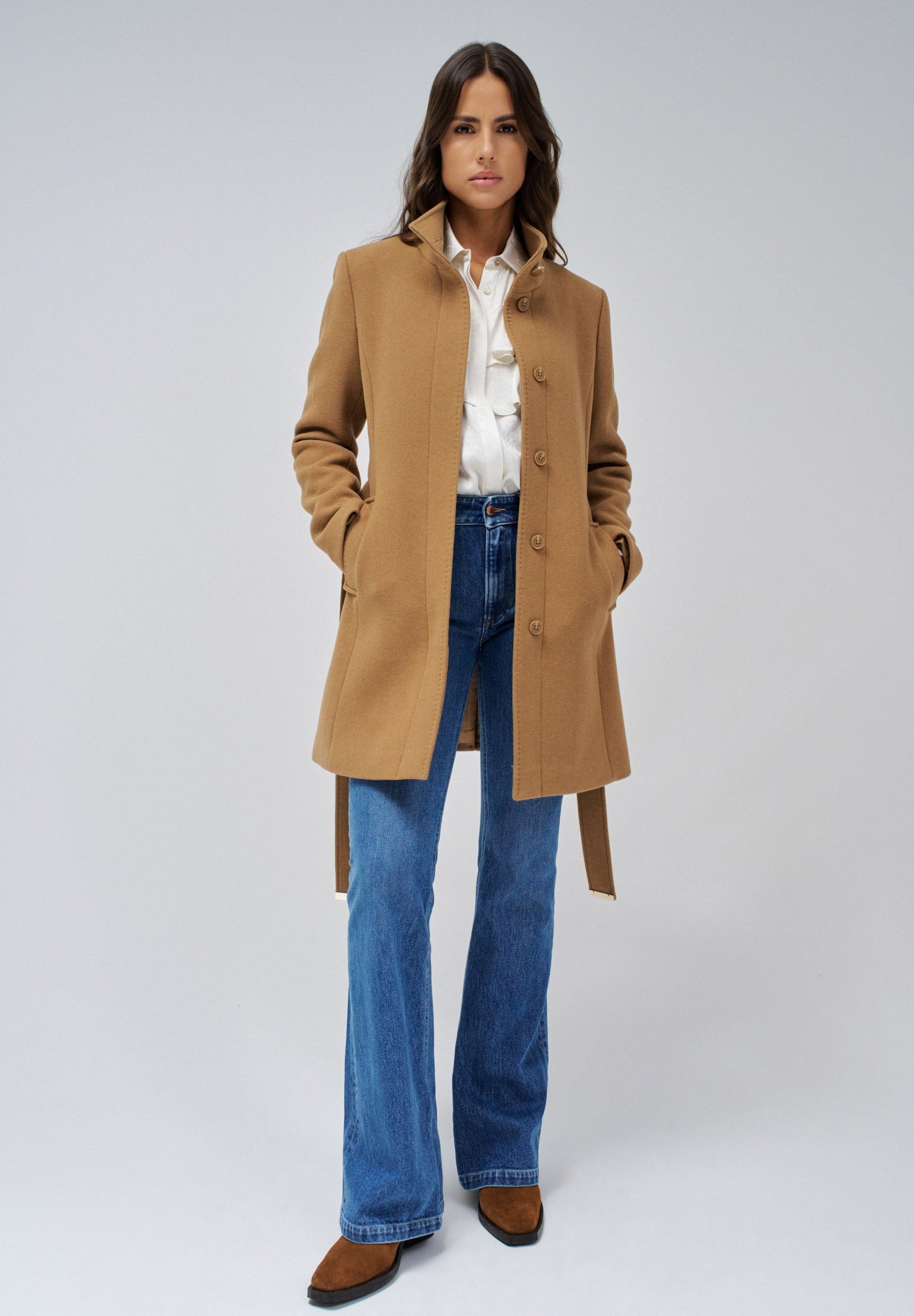 The Reimagined Wool Coat in Dark Beige Jackets Salsa Jeans
